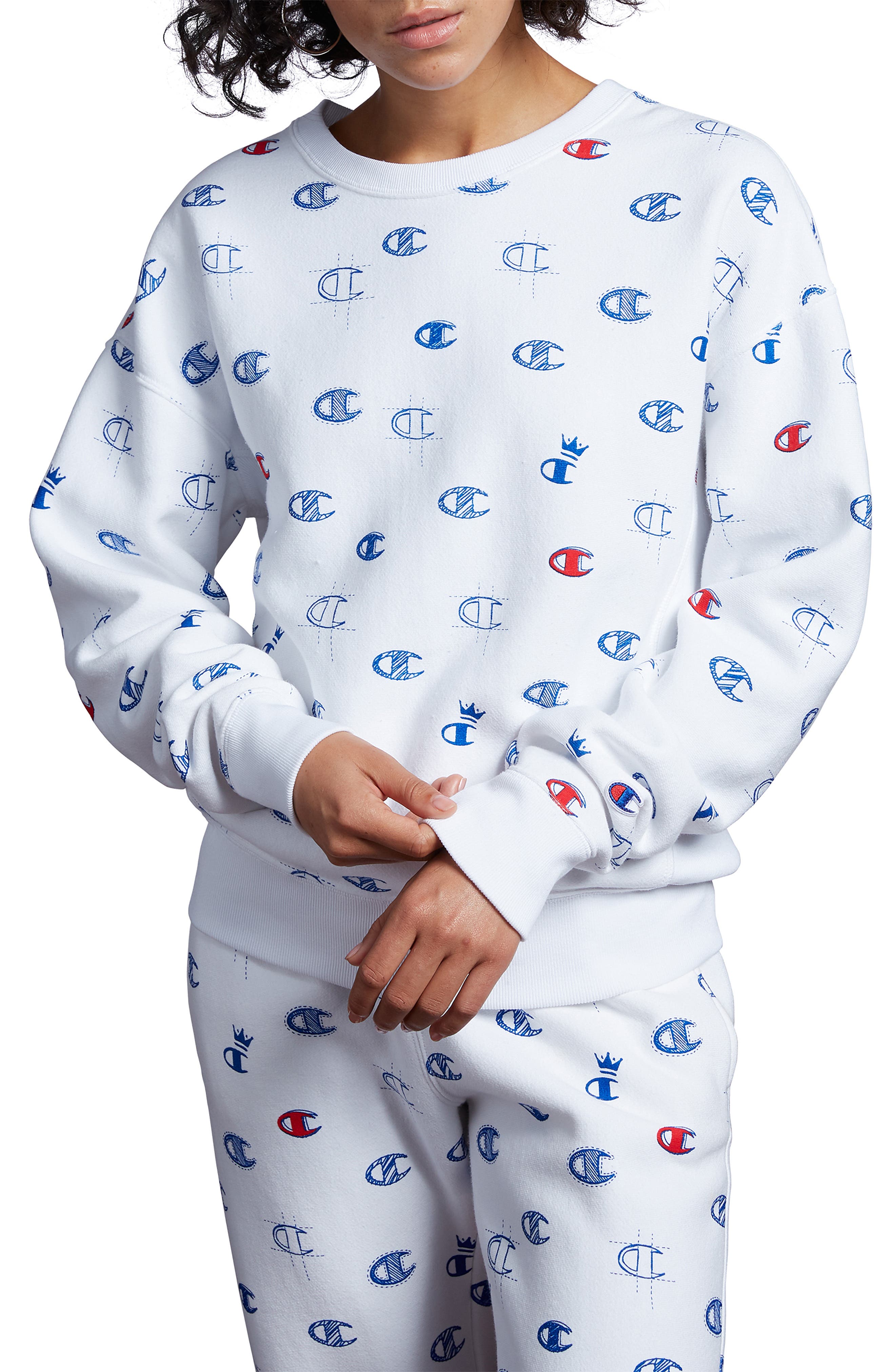 Champion All Over Logo Reverse Weave Sweatshirt