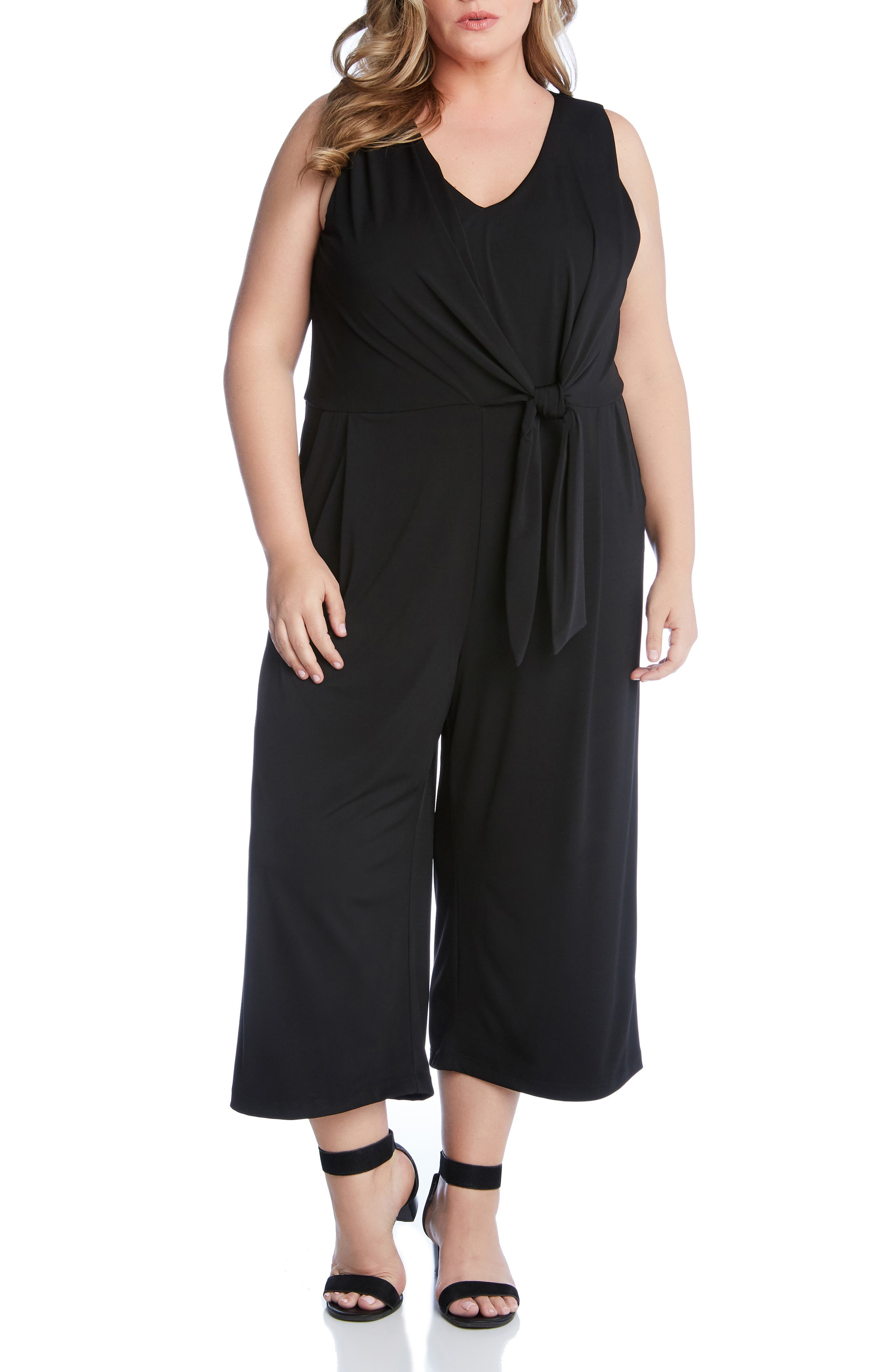 Tie Front Wide Leg Crop Jumpsuit