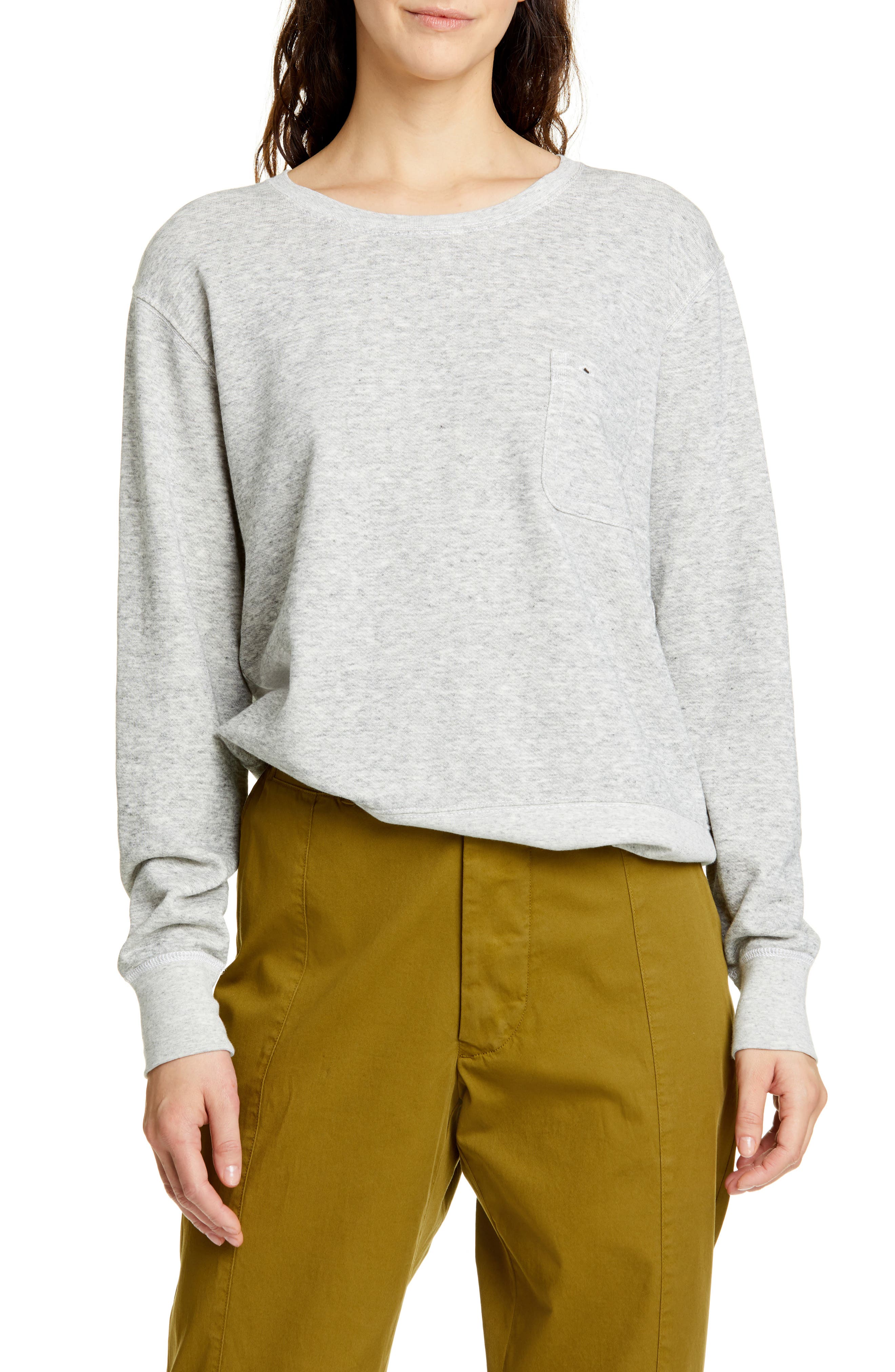 Alex Mill Heather Fleece Pocket Sweatshirt, Grey