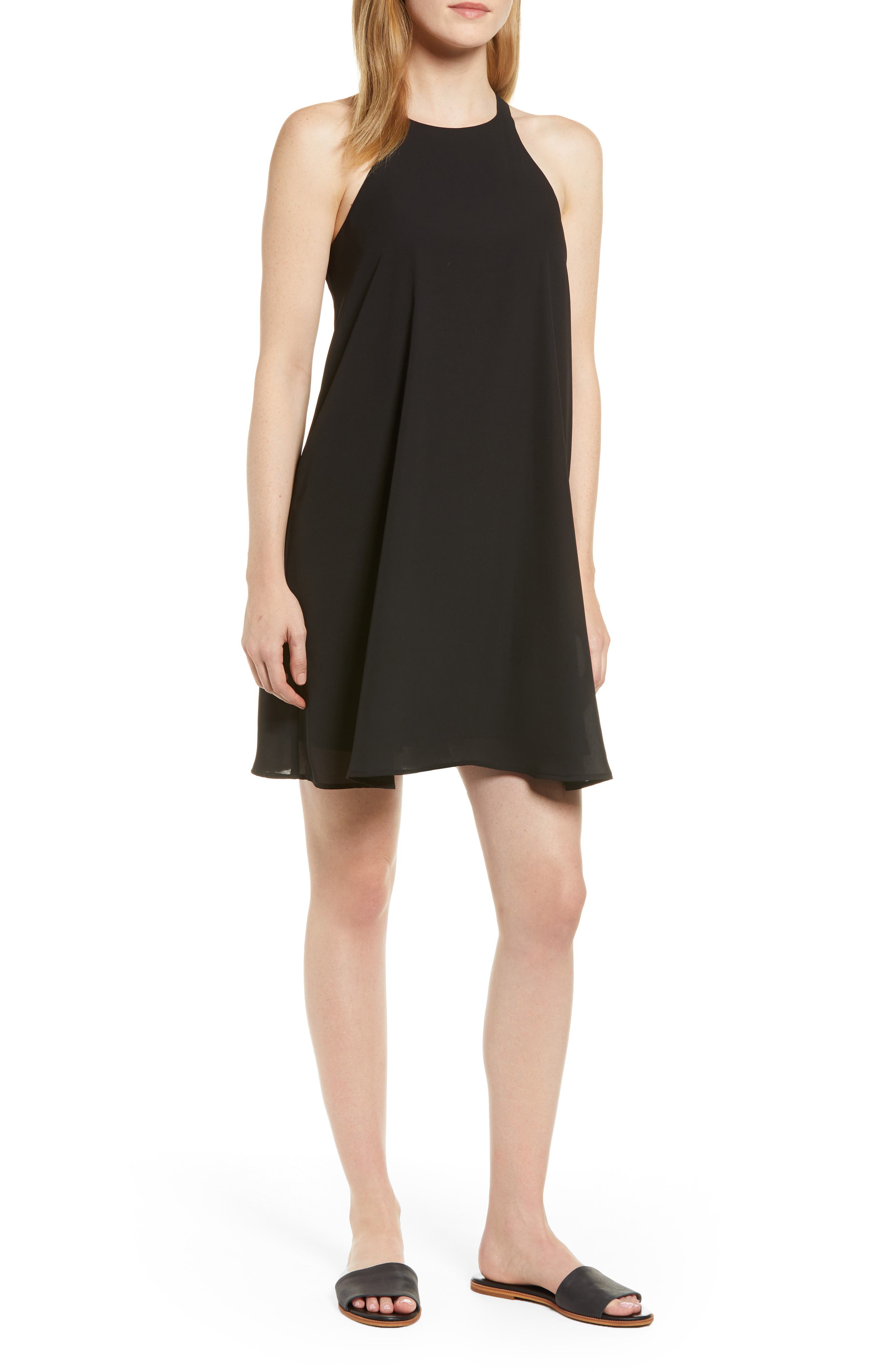 Petite Gibson X Hi Sugarplum! Naples Swing Halter Dress, Black