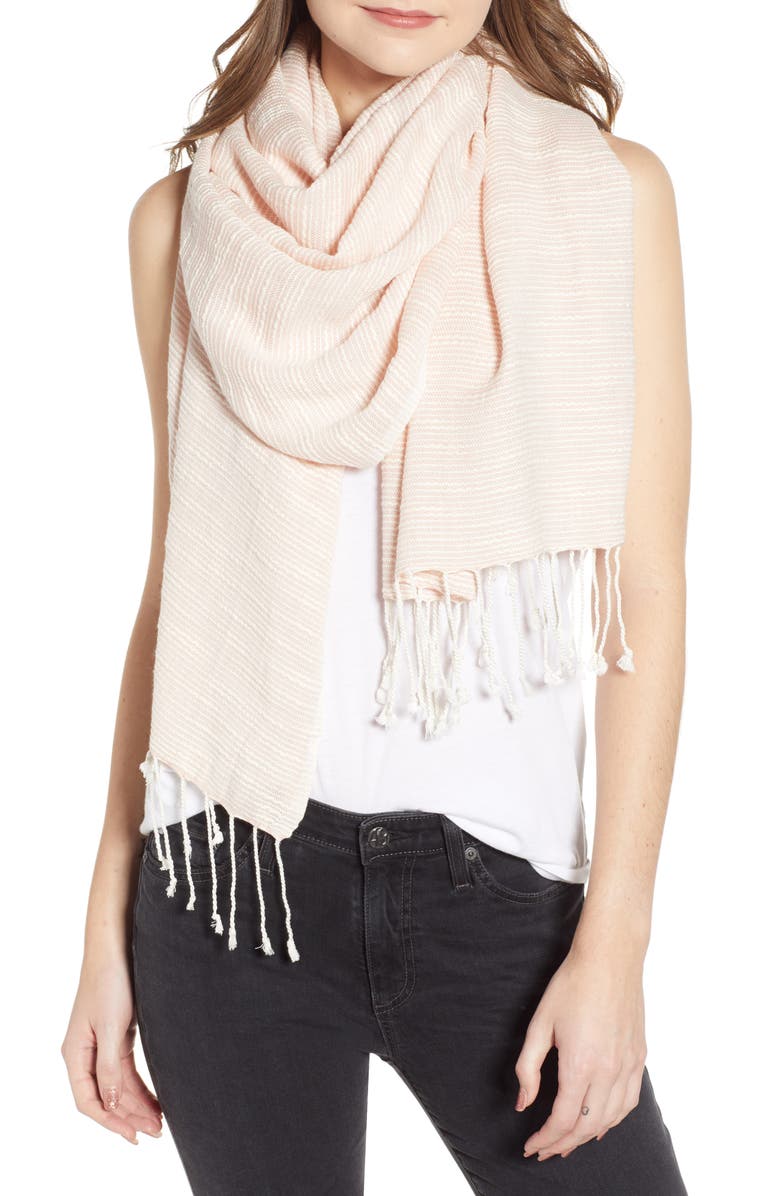 TREASURE & BOND Fringe Wrap, Main, color, PINK COMBO