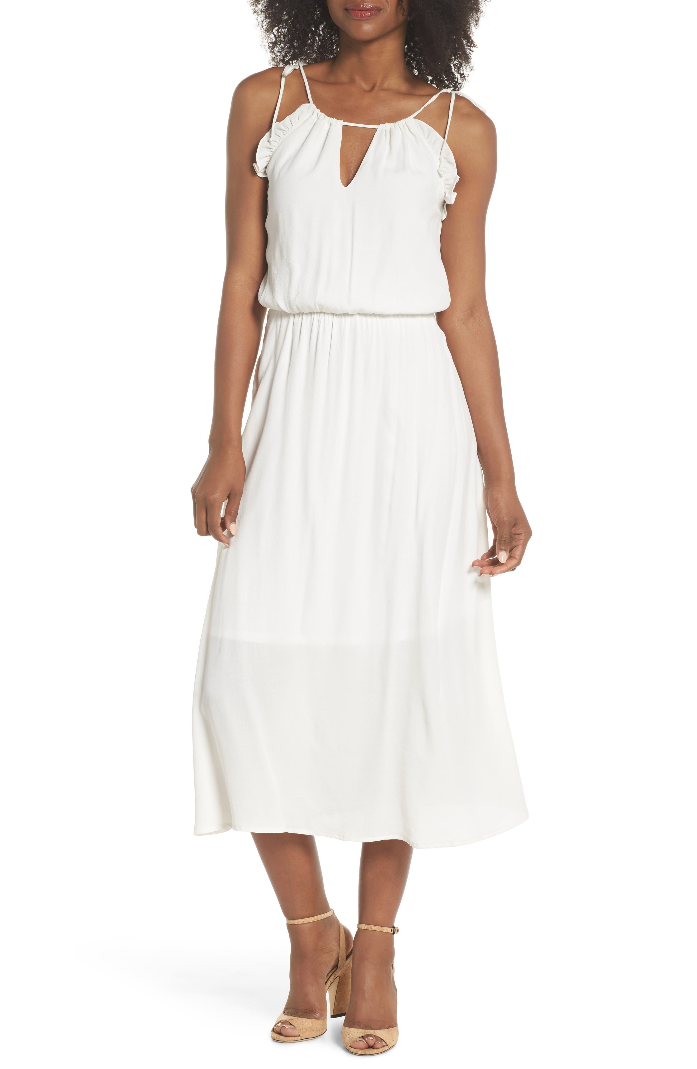 Fraiche By J Ruffle Midi Dress, White