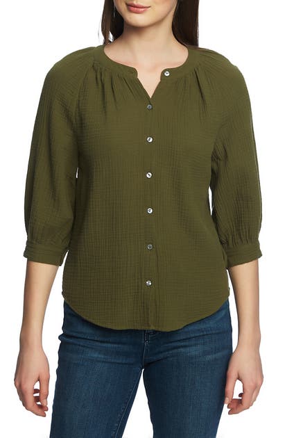 1.state Tops BUTTON UP COTTON GAUZE BLOUSE