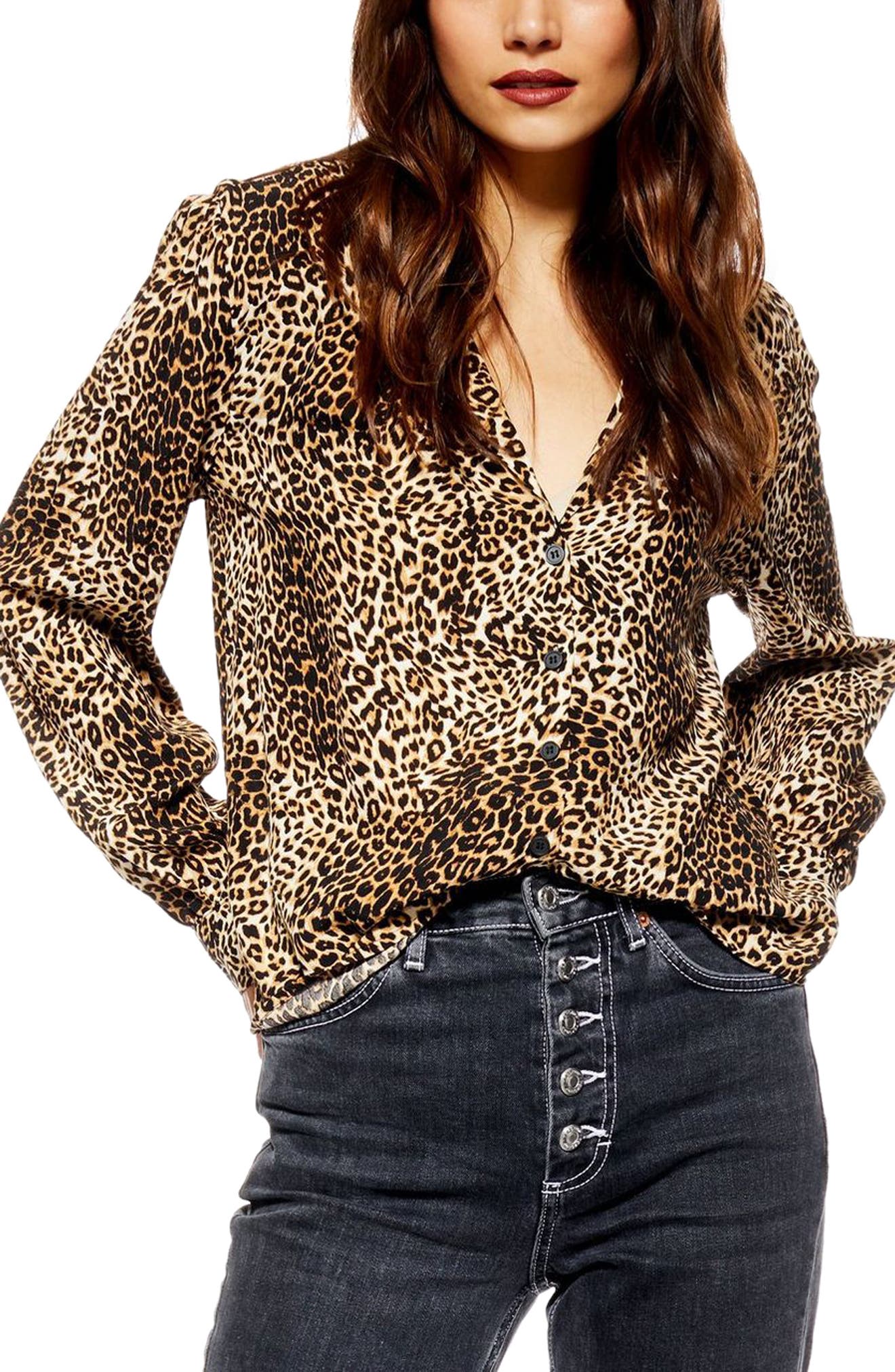 petite leopard blouse