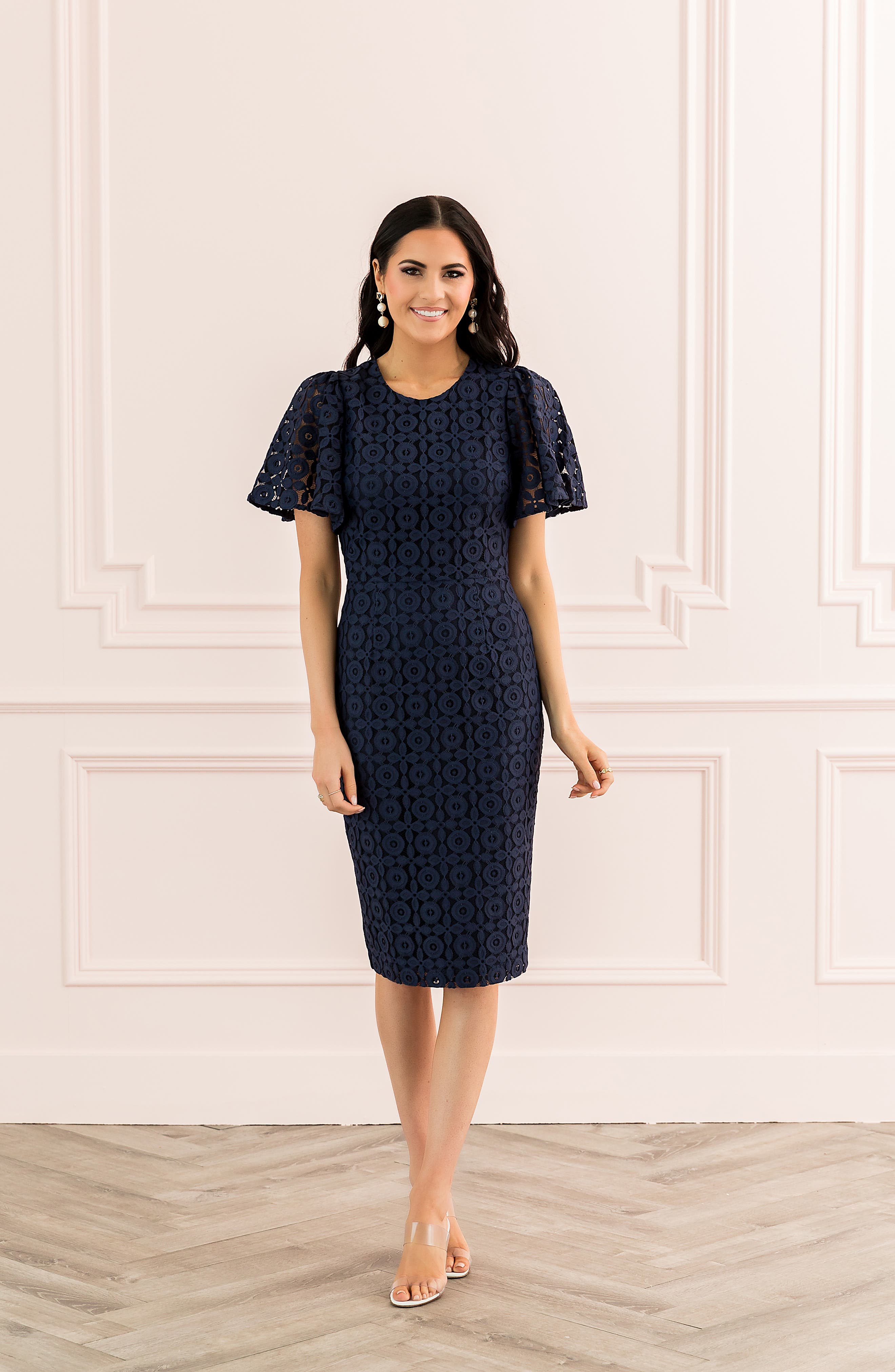 Rachel Parcell Flutter Sleeve Lace Sheath Dress (Nordstrom Exclusive) | Nordstrom