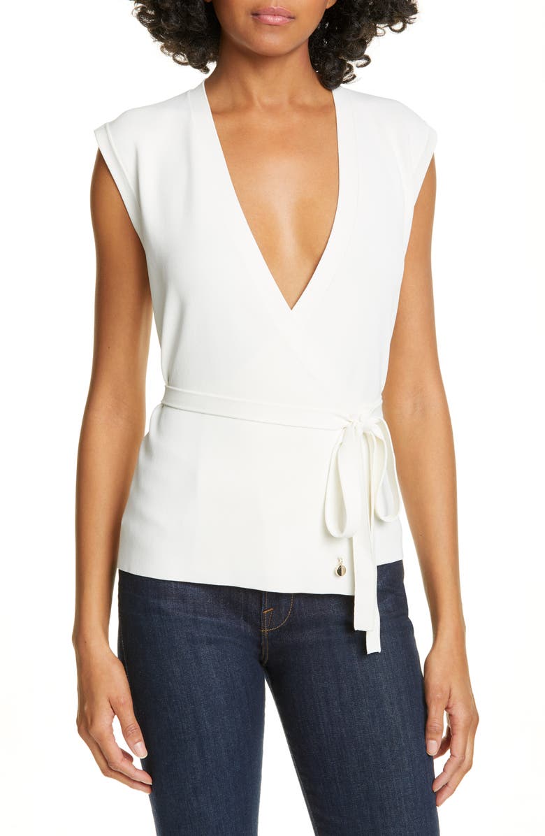 Ted Baker Linor Faux Wrap Sweater In Ivory