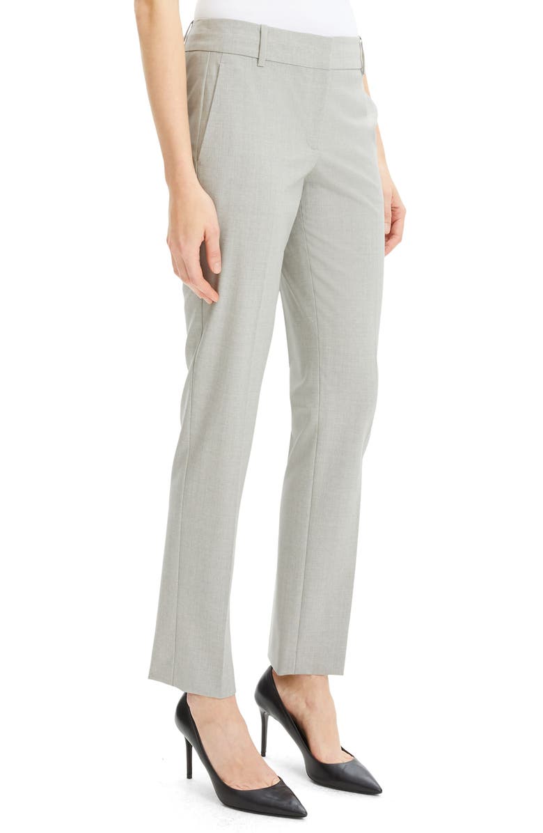 Shop Theory Straight Leg Stretch Wool Trousers In Light Grey Melange