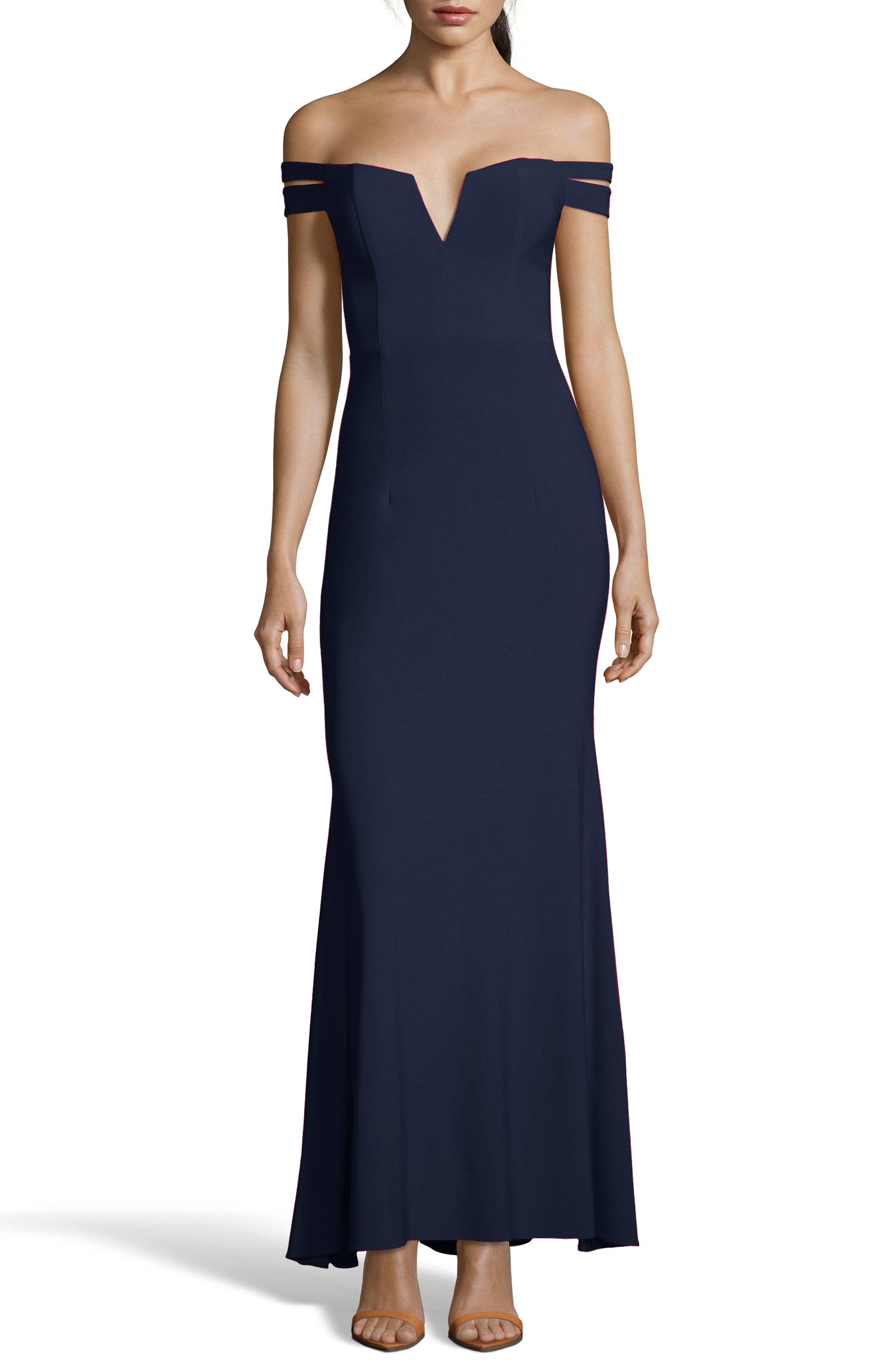 Xscape Off The Shoulder Evening Dress, Blue