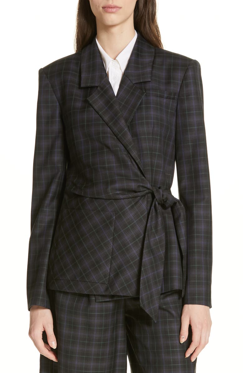 Tibi Jackets MARVEL PLAID WRAP JACKET