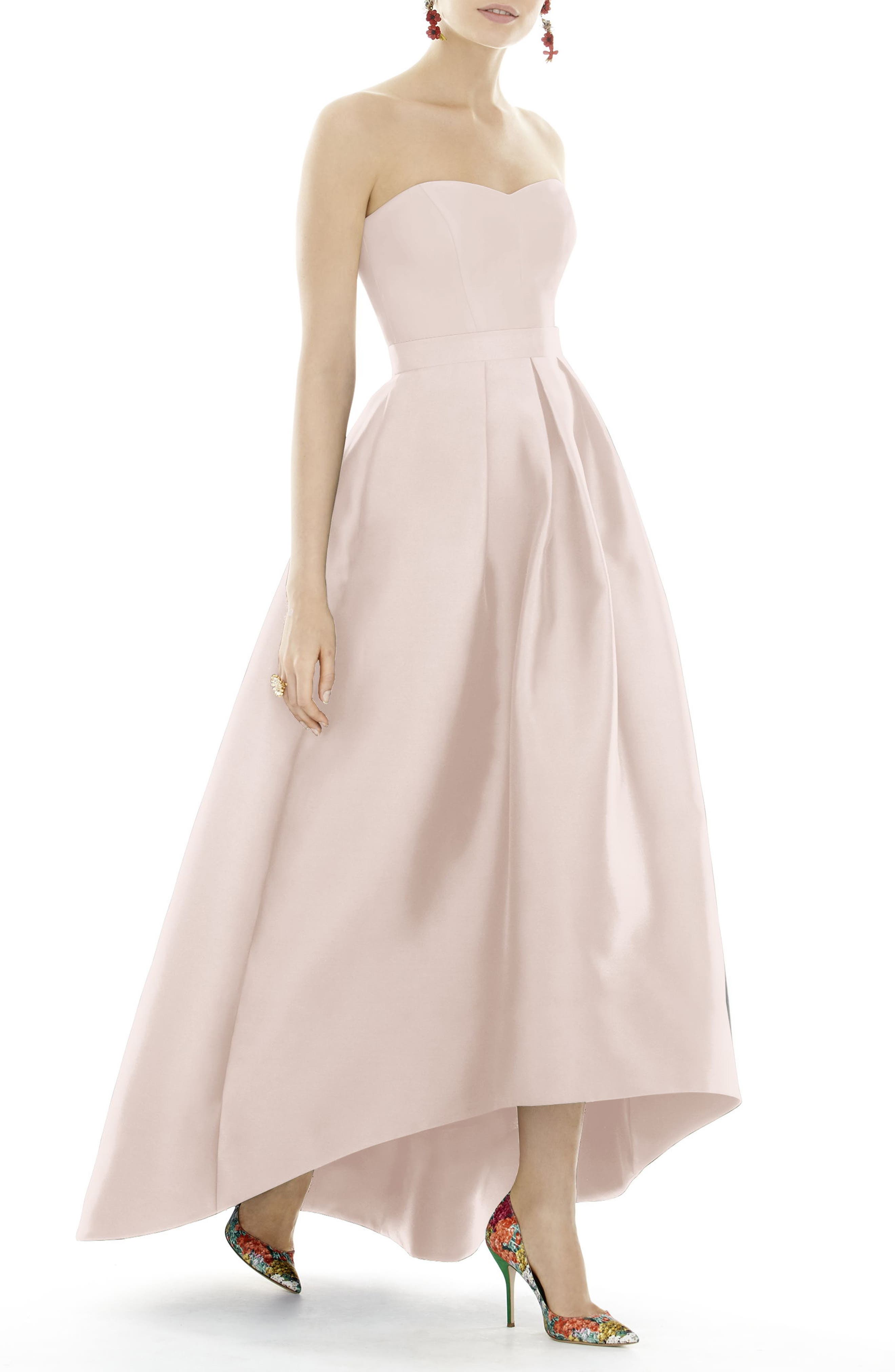 Plus Size Alfred Sung Strapless High/low Satin Twill Ballgown, Pink