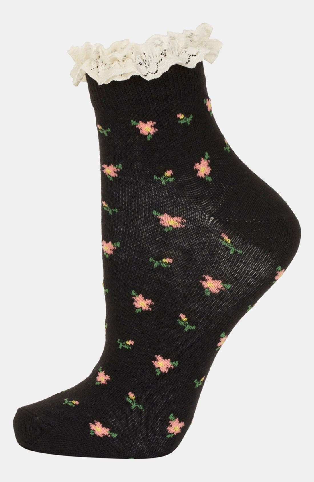 Lace Trim Floral Ankle Socks Nordstrom