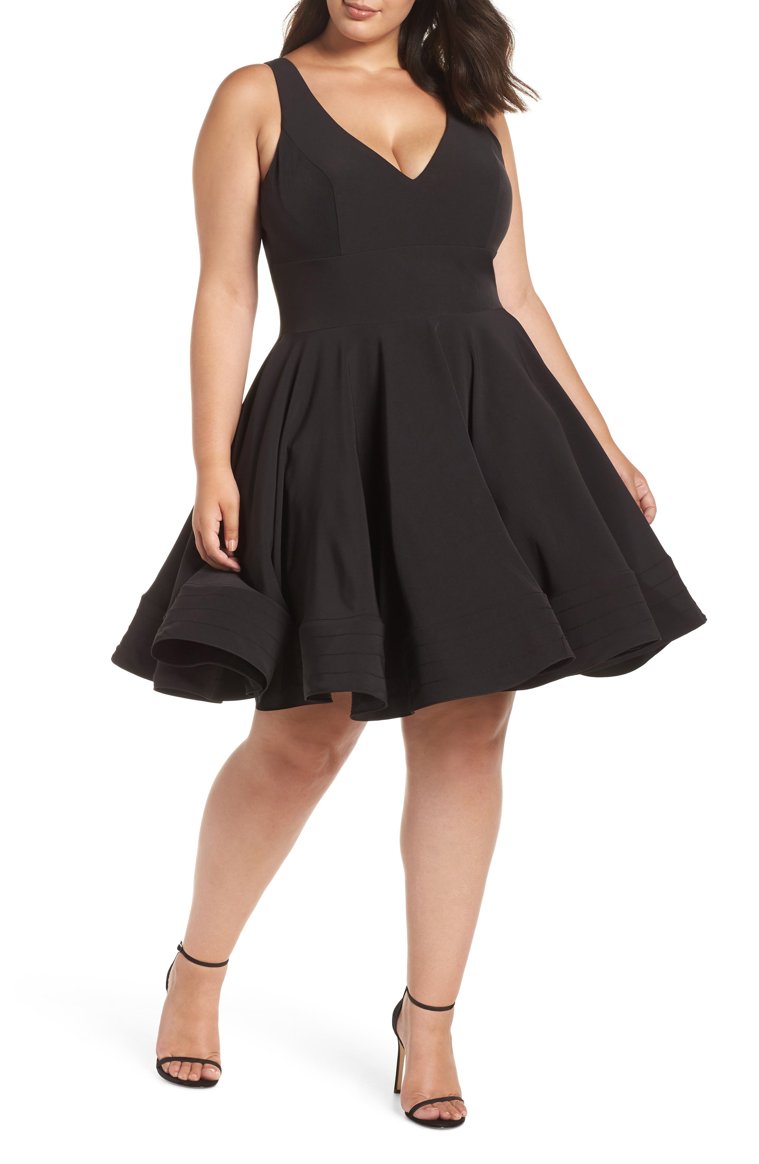 Plus Size MAC Duggal Fit & Flare Party Dress, Black