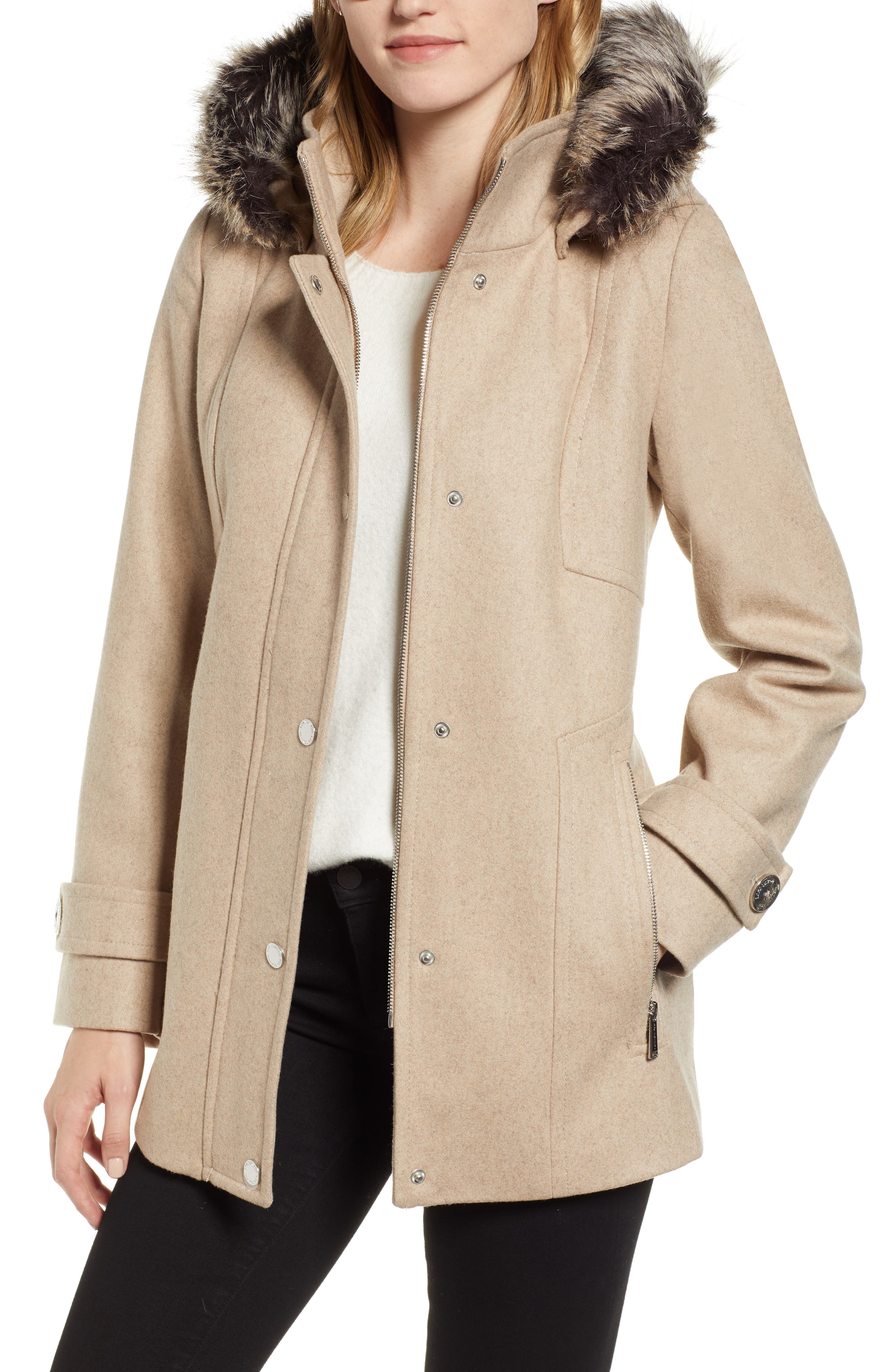 London Fog Faux Fur Hooded Wool Car Coat Nordstrom