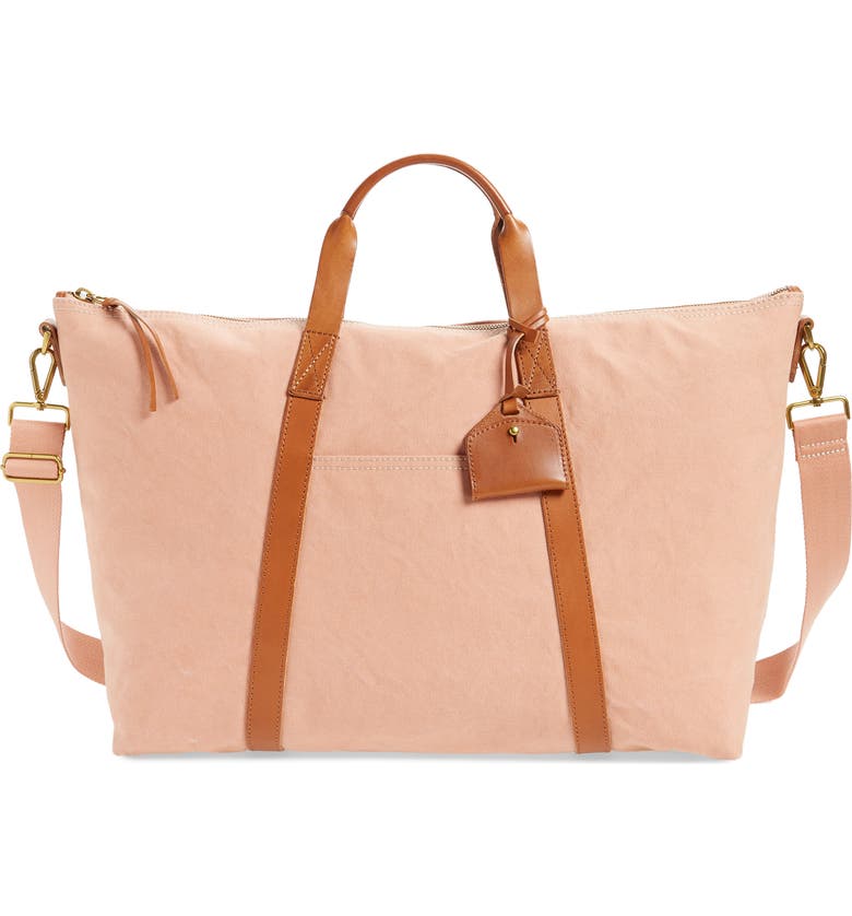 MADEWELL Canvas Weekend Bag, Main, color, ANTIQUE CORAL