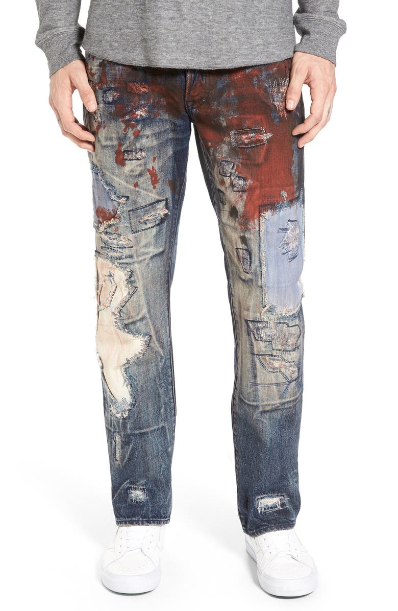 PRPS 'Barracuda' Destroyed Straight Leg Jeans, Main, color, 490