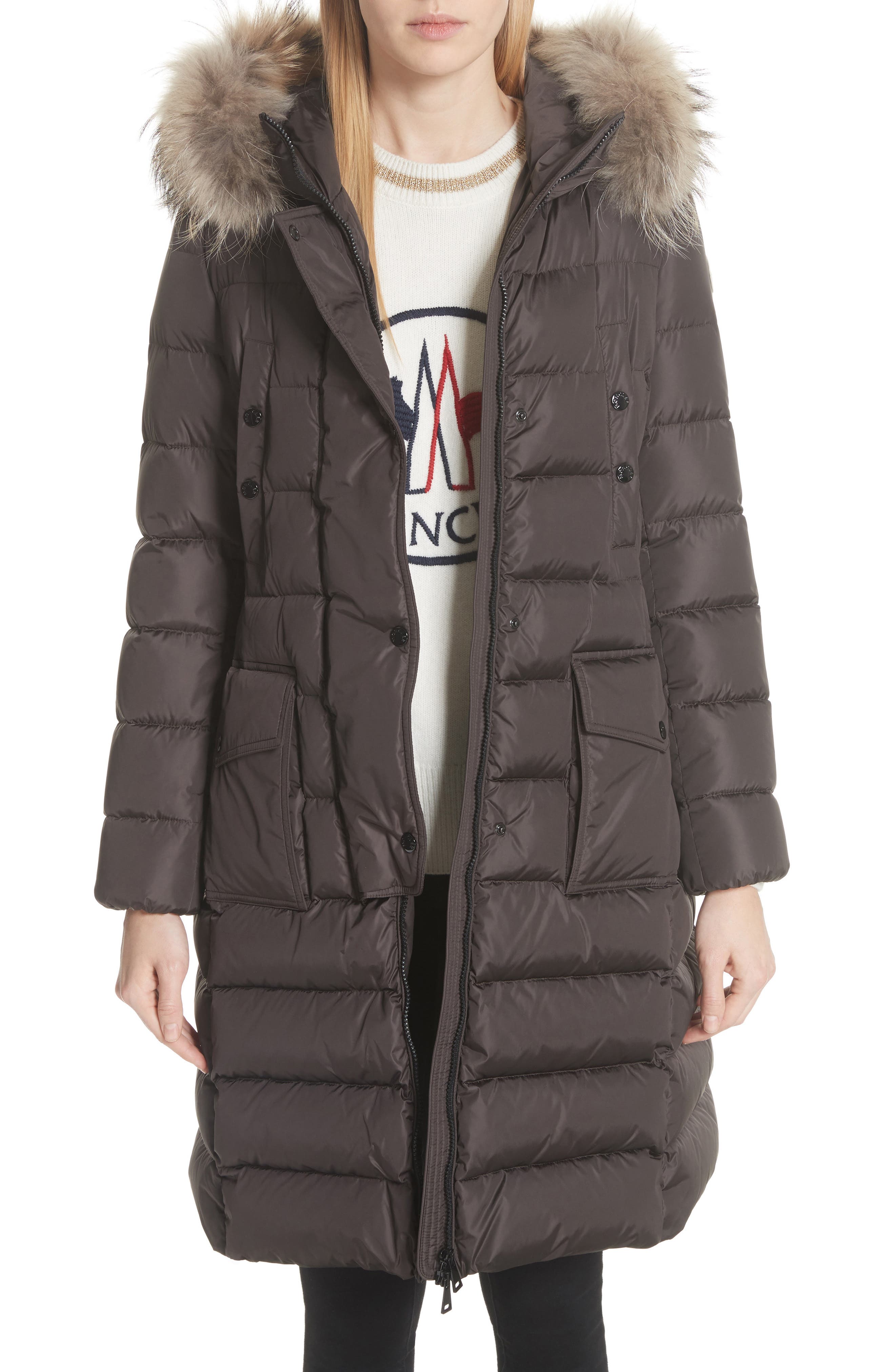 Moncler 'Khloe' Water Resistant Nylon Down Puffer Parka with Removable