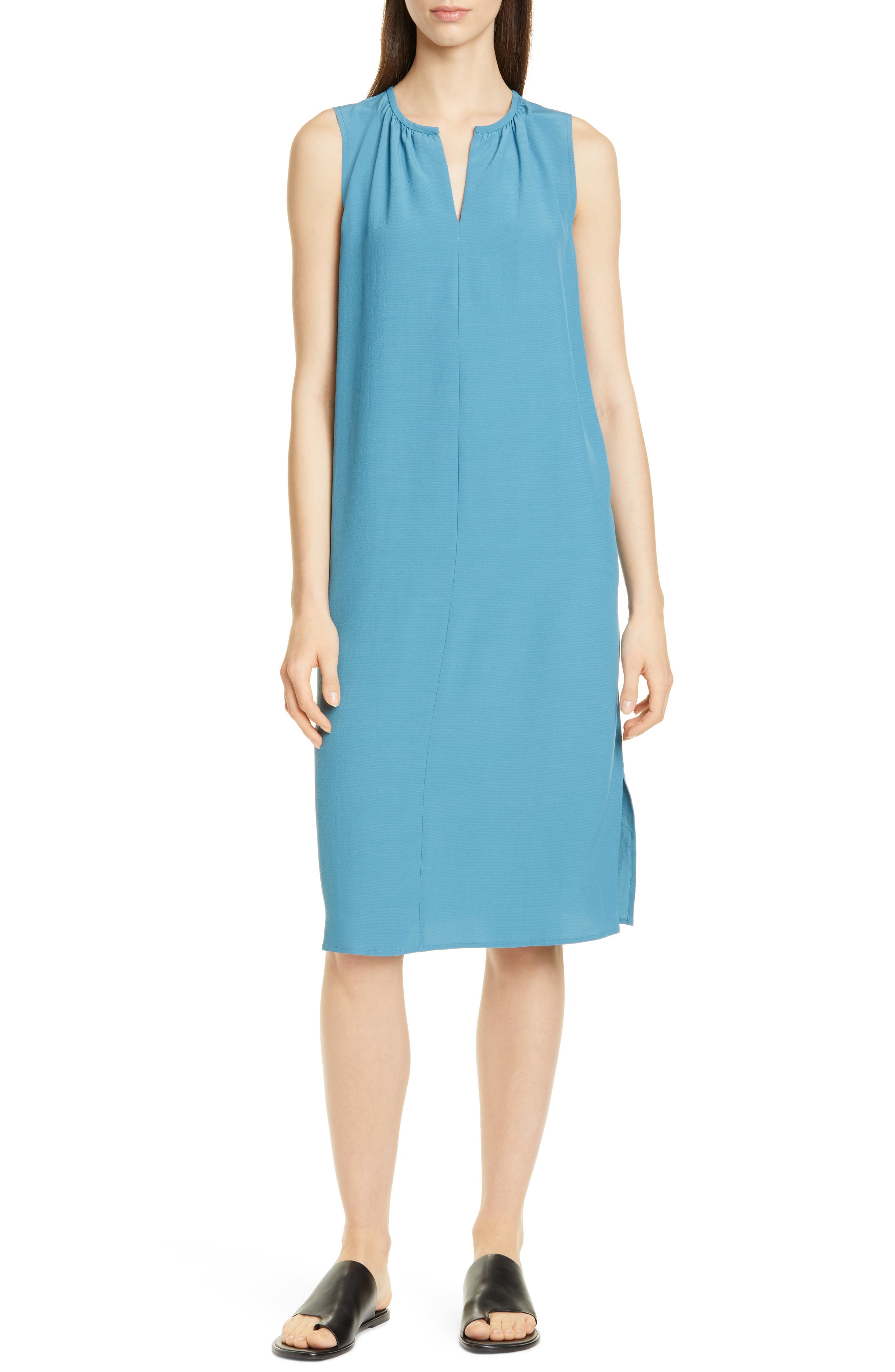 Eileen Fisher Silk Shift Dress, Blue
