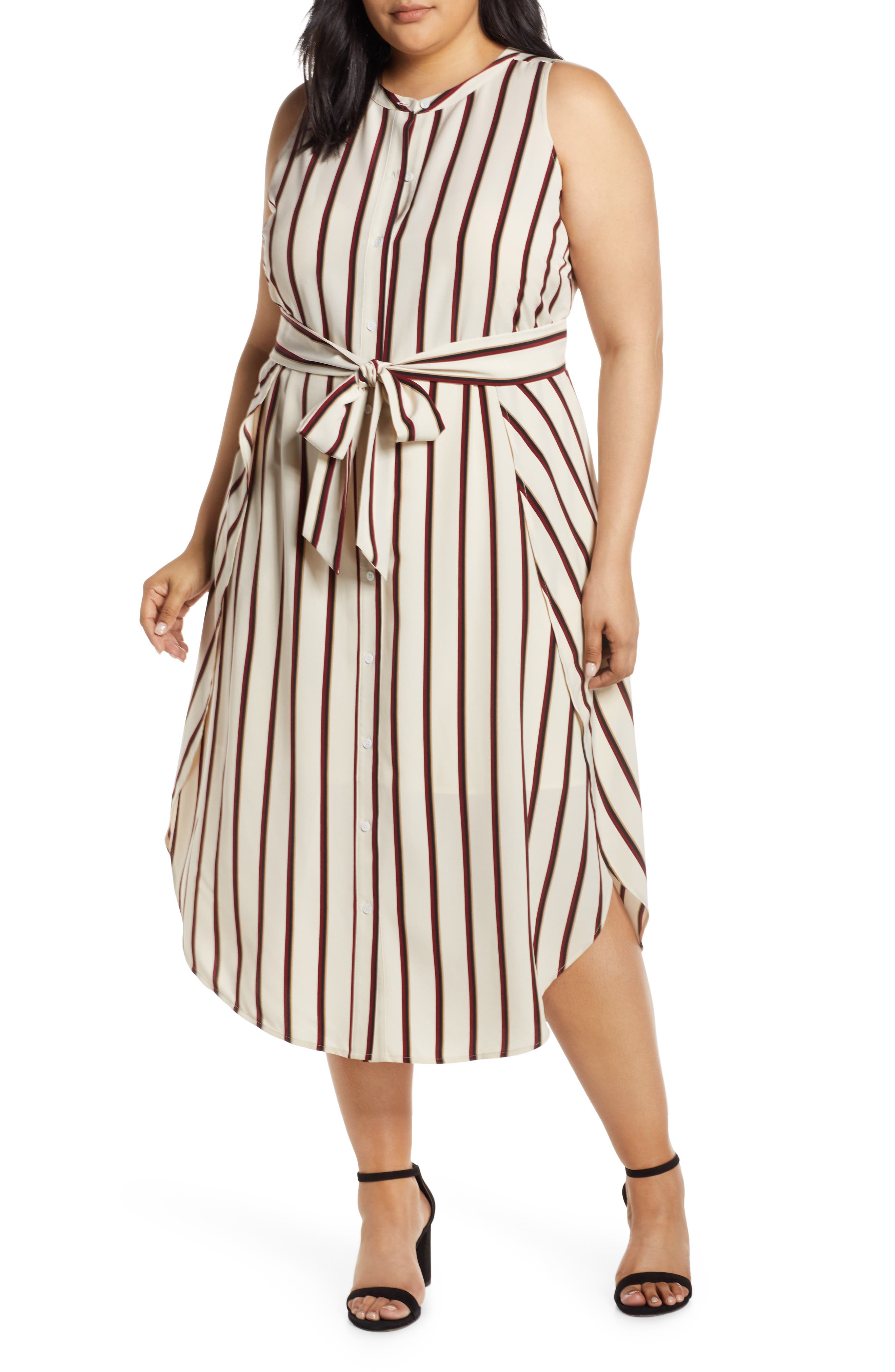 Plus Size Vince Camuto Caravan Stripe Dress, Brown