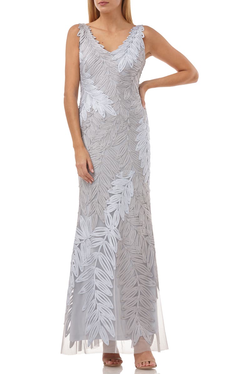 Js Collections Tops LEAF SOUTACHE TRUMPET GOWN