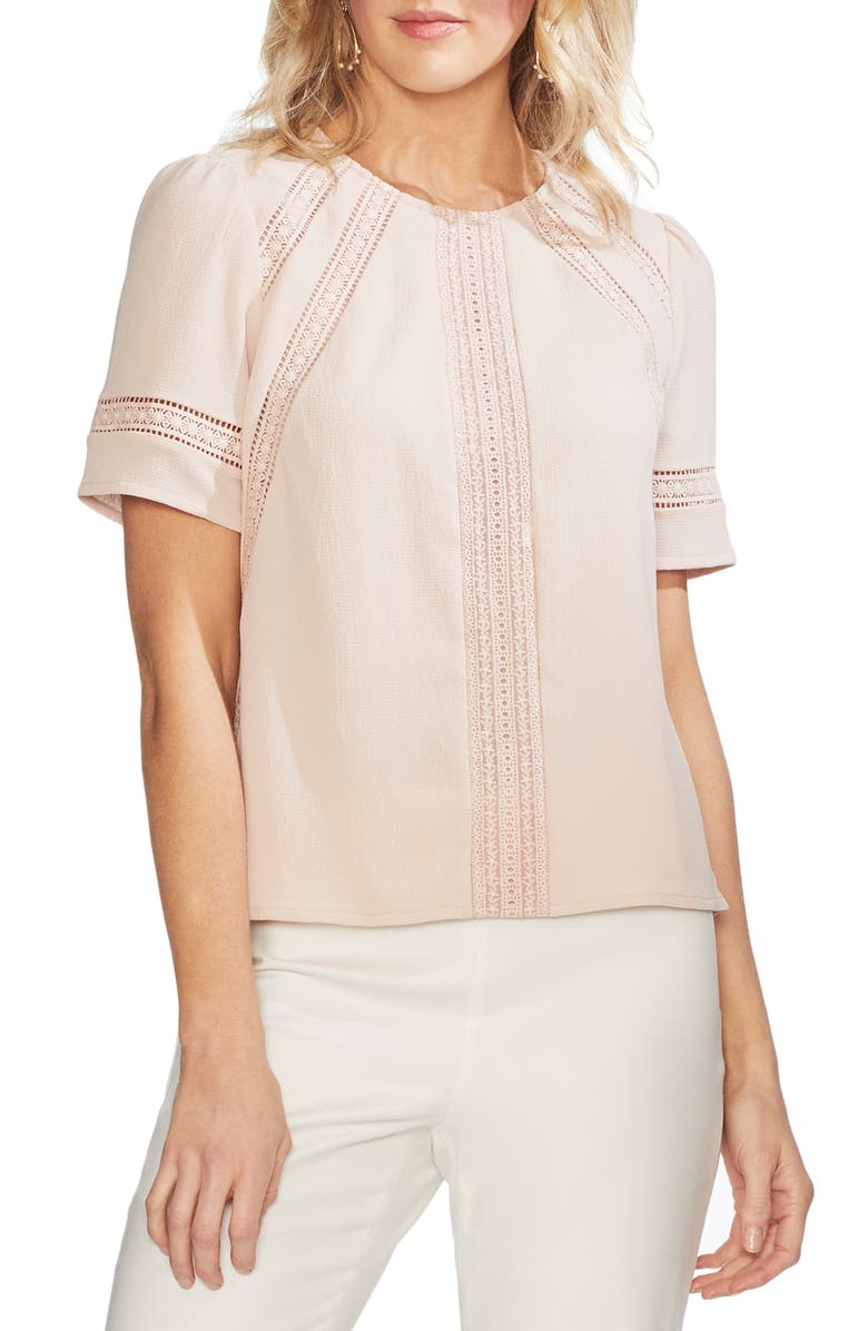 Vince Camuto Tops LACE DETAIL CREPE TOP