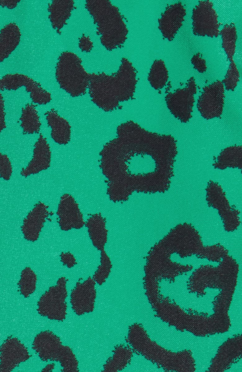 Wayf Tombly Ruffled Leopard Print Mini Dress In Green Leopard Print