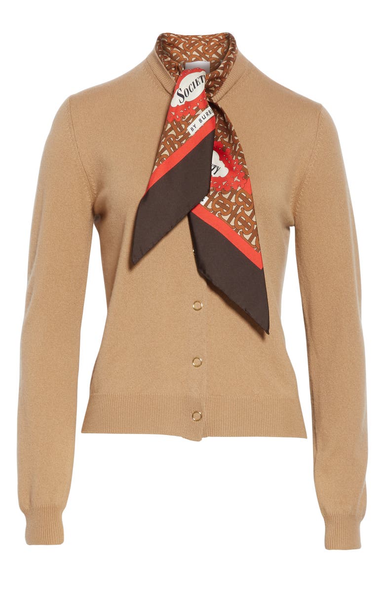 BURBERRY SCARF NECK CASHMERE CARDIGAN,4548369
