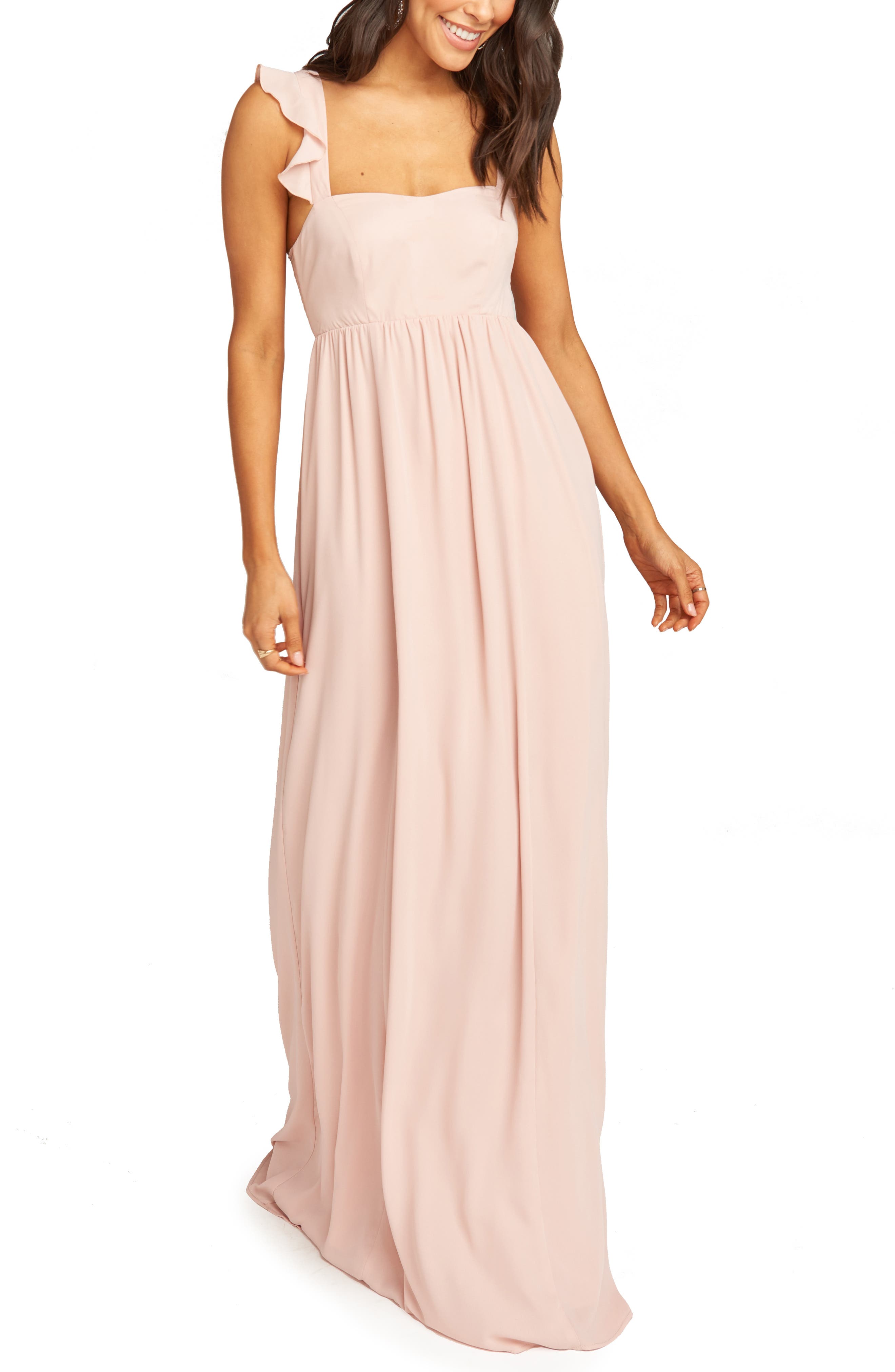 Show Me Your Mumu June Ruffle Strap Evening Dress, Pink