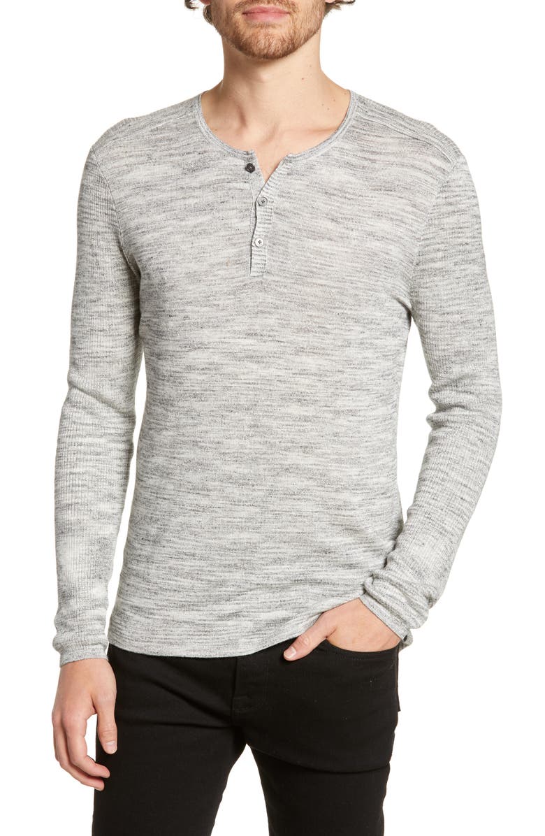 John Varvatos Tops SEAN LONG SLEEVE LINEN BLEND HENLEY