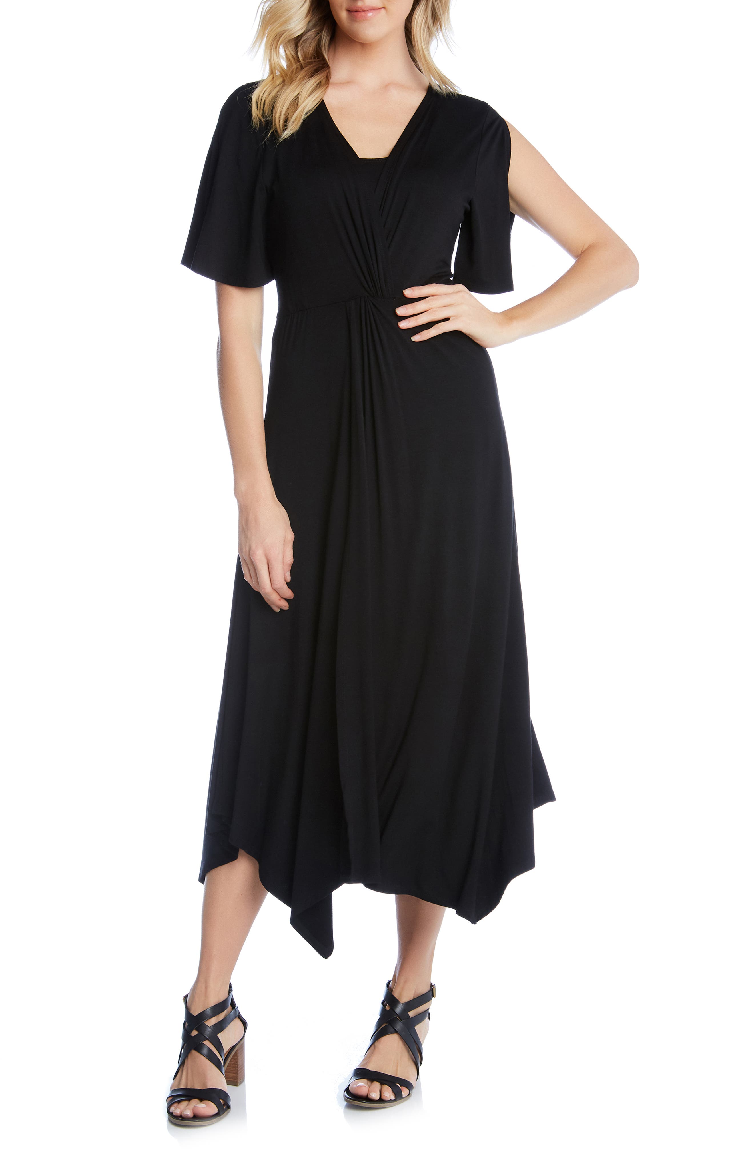 Karen Kane Asymmetrical Twist Front Dress, Black