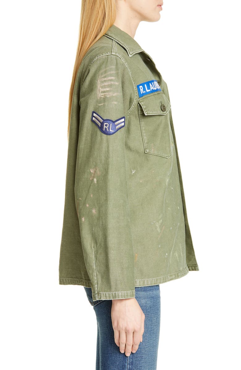 Twill Painted Cotton Shirt Patchwork Broken In POZuXki