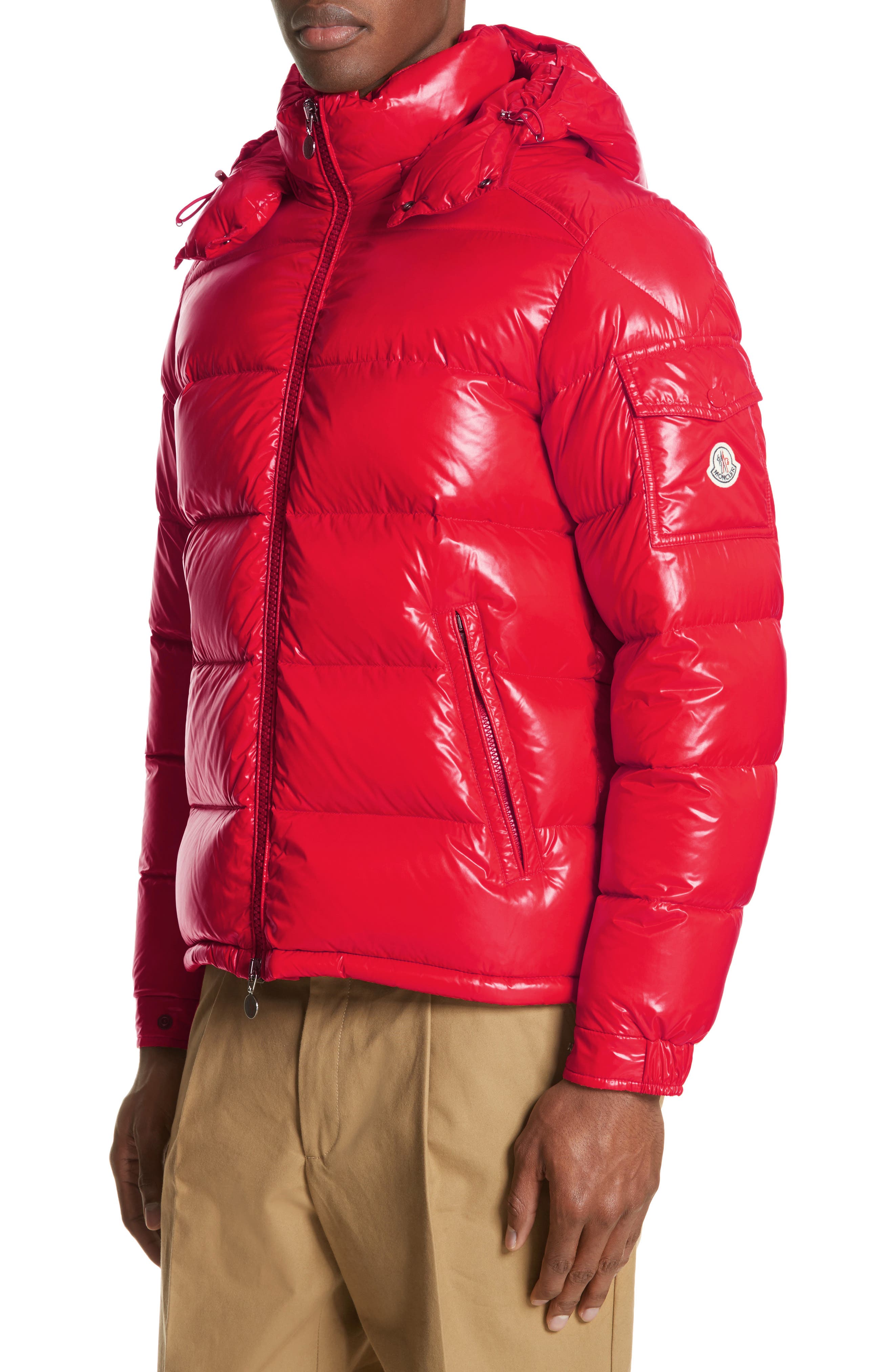 Moncler Maya Laque Quilted Down Jacket, Red