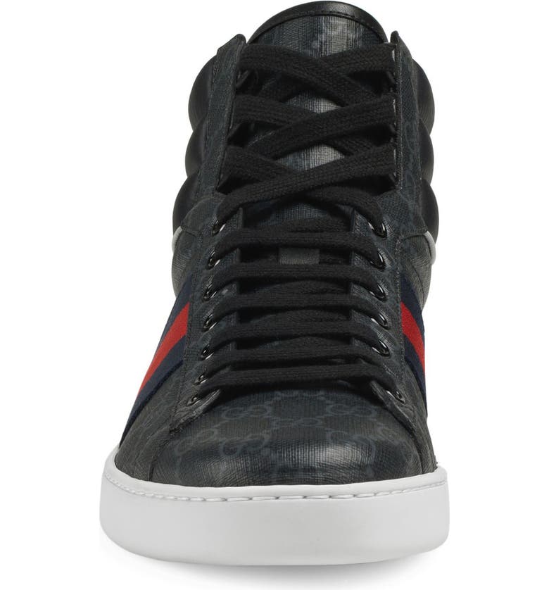 Gucci Men's Ace Gg Canvas High-Top Sneakers In Black