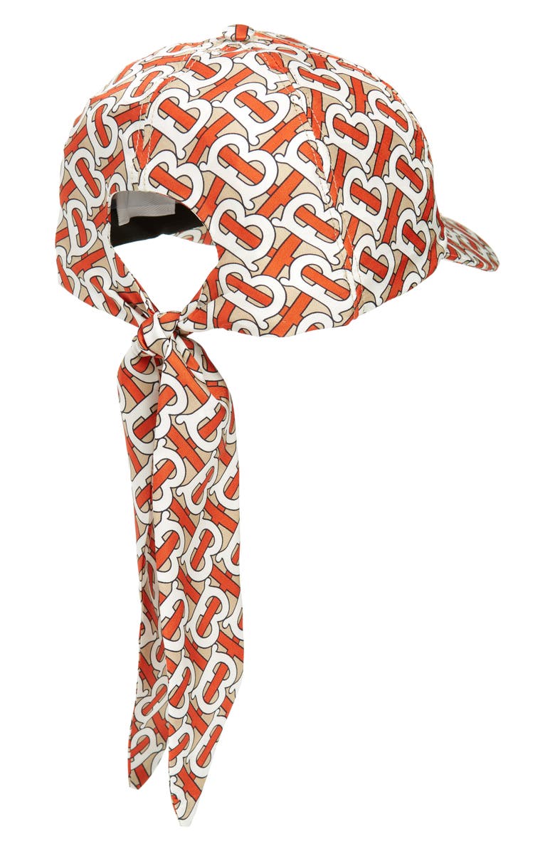 BURBERRY TB MONOGRAM SILK FOULARD BASEBALL CAP,8013975