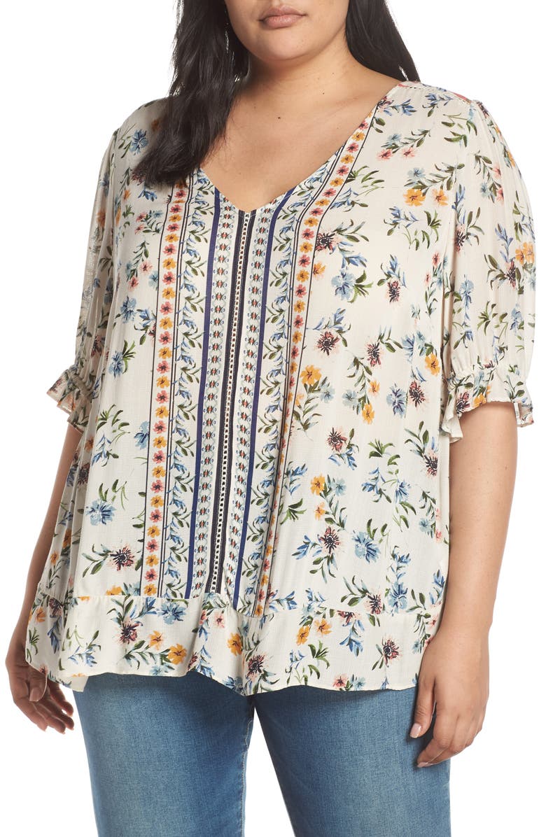 Lucky Brand Tops BORDER PRINT TOP
