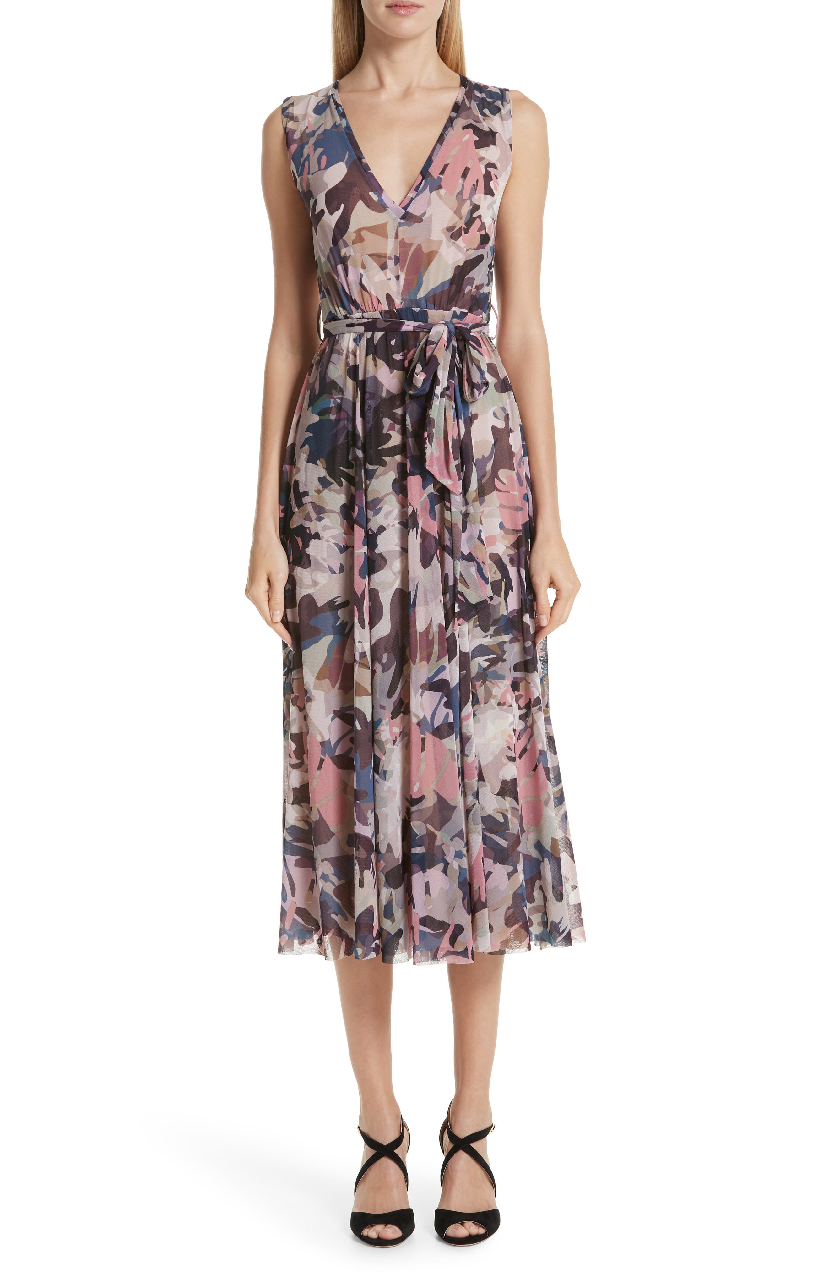 Fuzzi Camo Tulle Dress, Pink