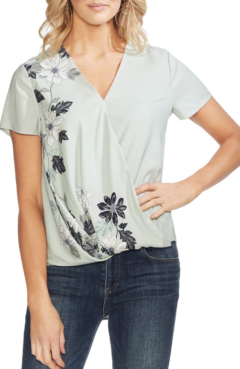 Vince Camuto Tops FLORAL VINES FAUX WRAP BLOUSE