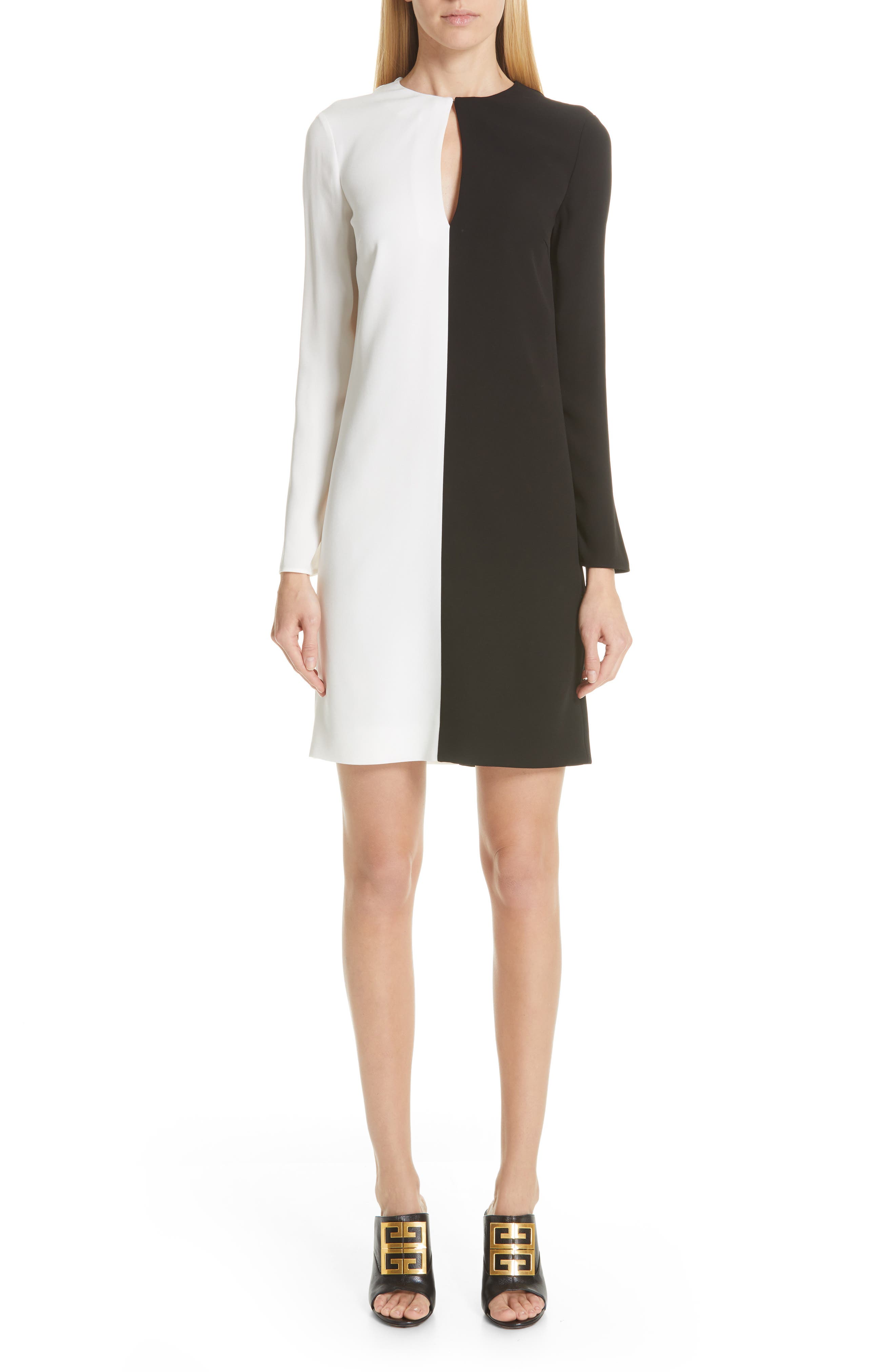 Givenchy Asymmetrical Bicolor Dress, 4 FR - Black