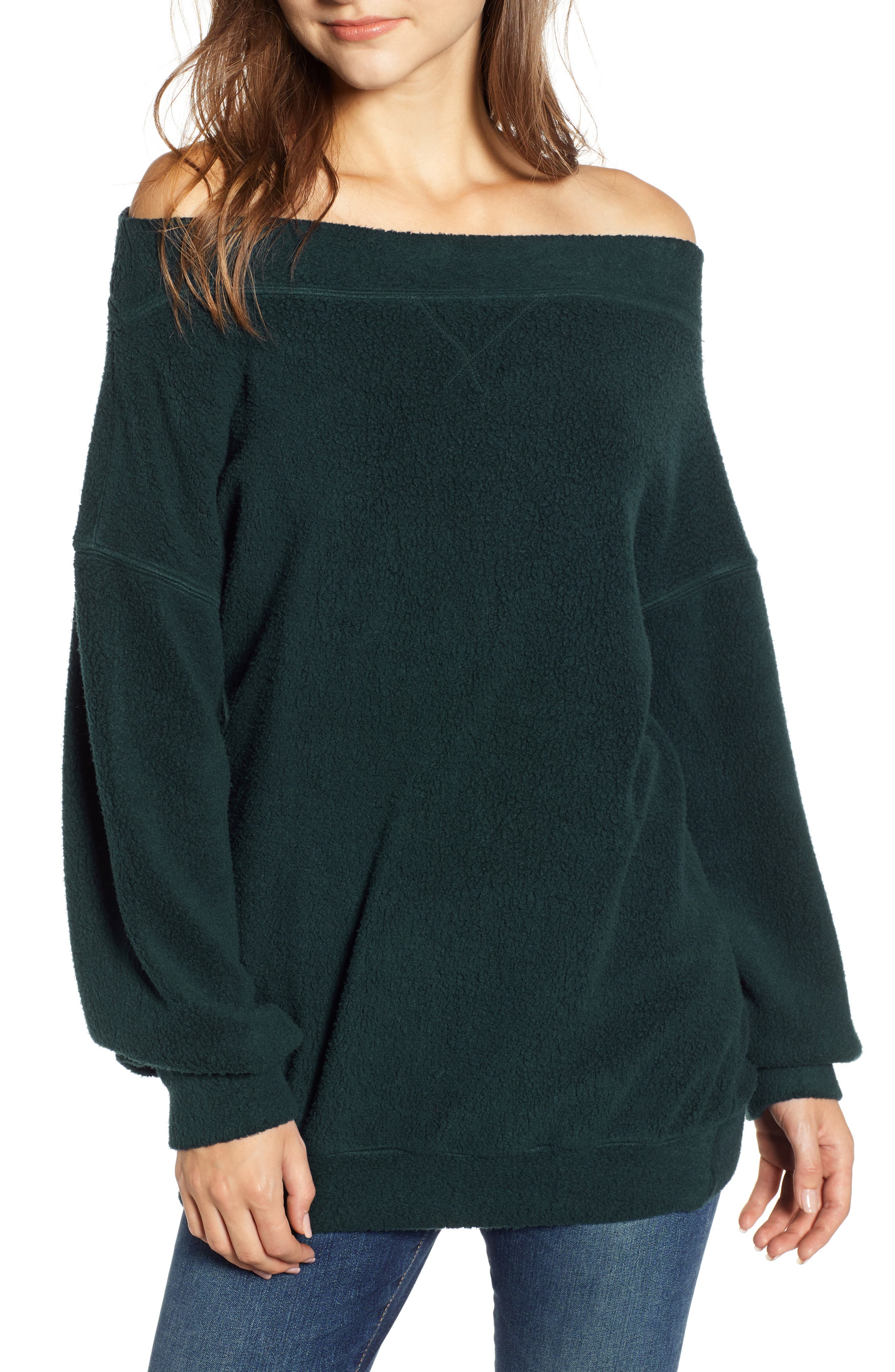 Stateside Off The Shoulder Fleece Sweatshirt