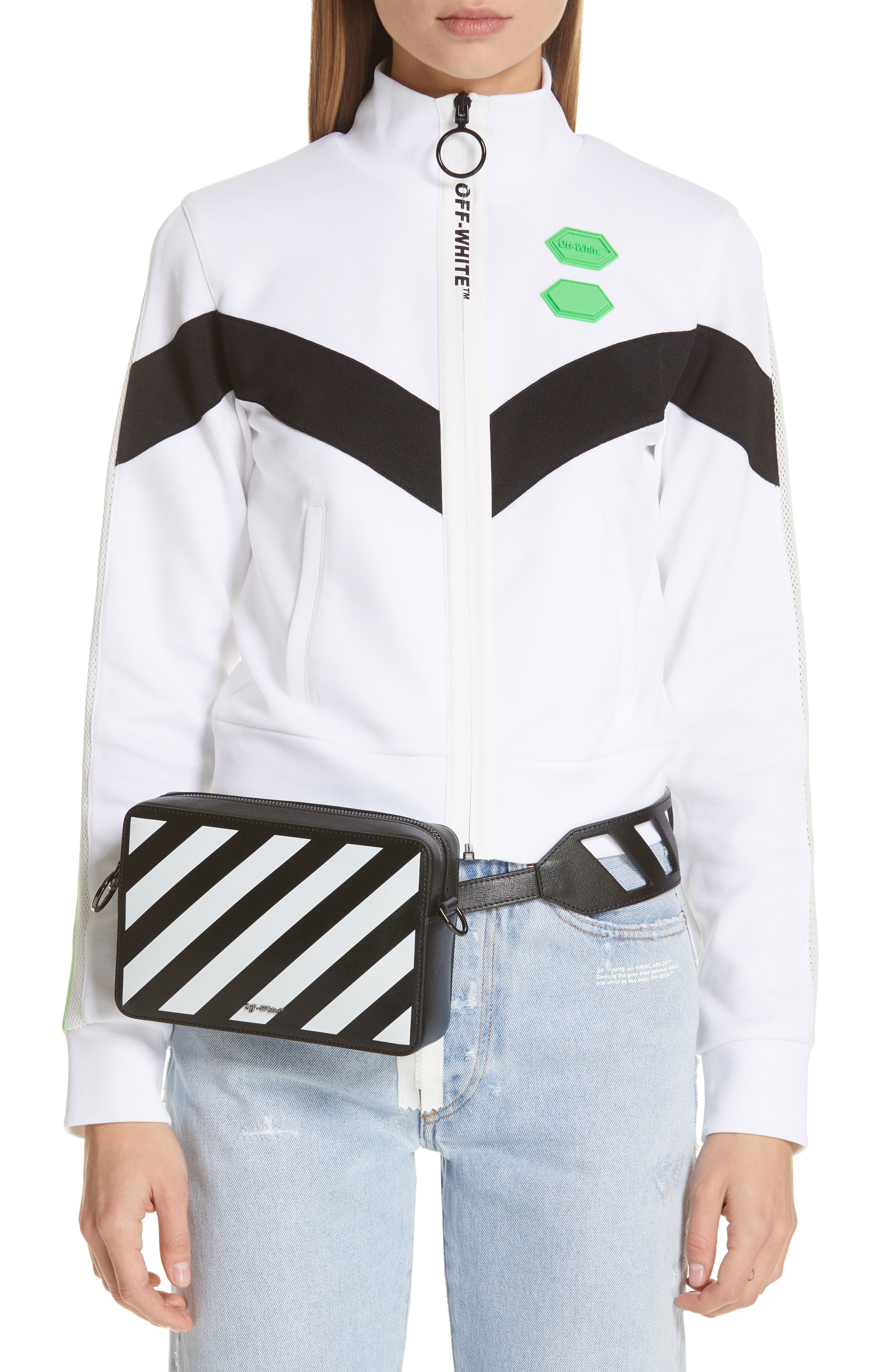 OFF-WHITE Diagonal Fanny Pack, Alternate, color, BLACK WHITE