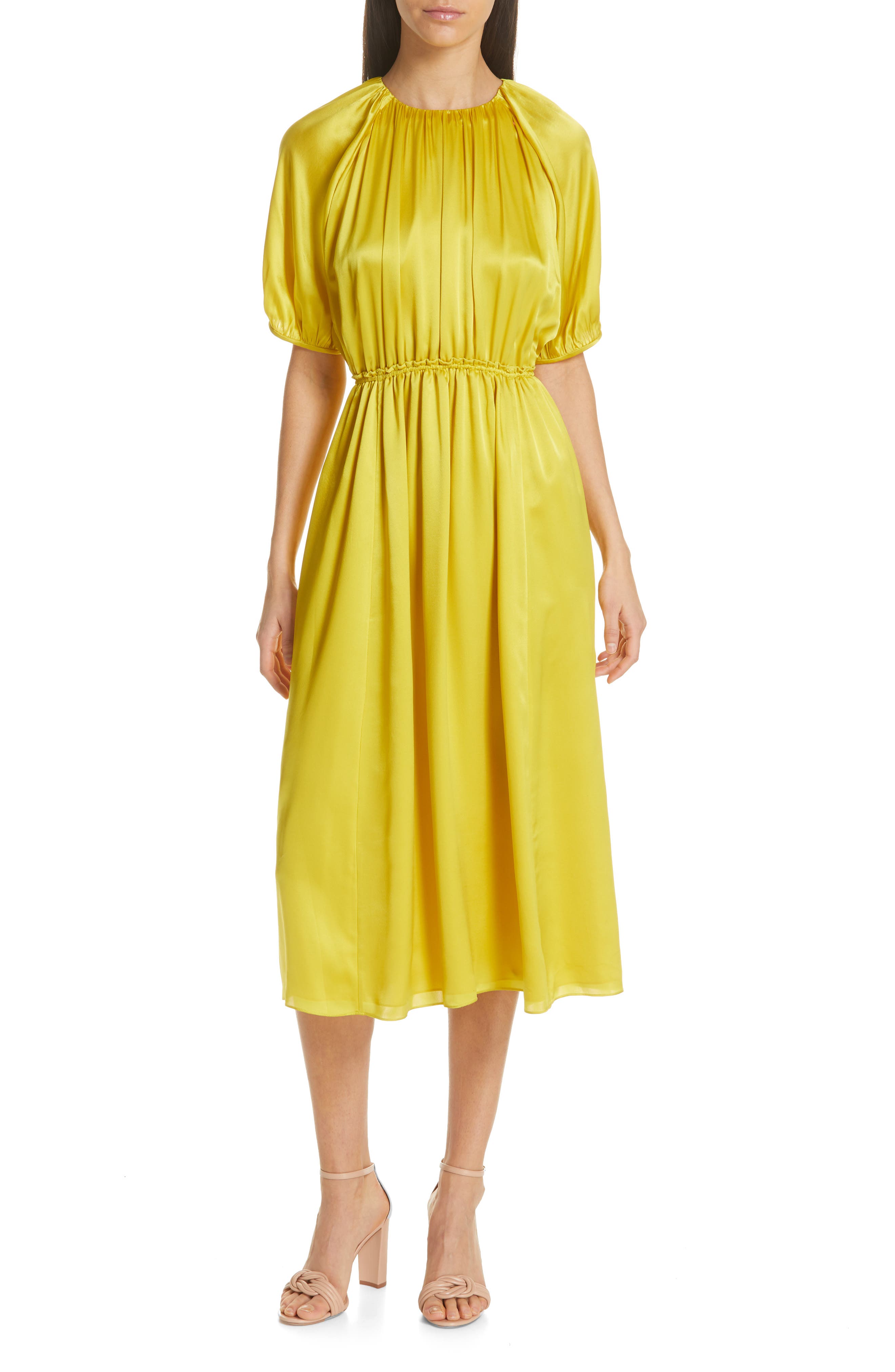 Kate Spade New York Silk Open Back Midi Dress, Yellow