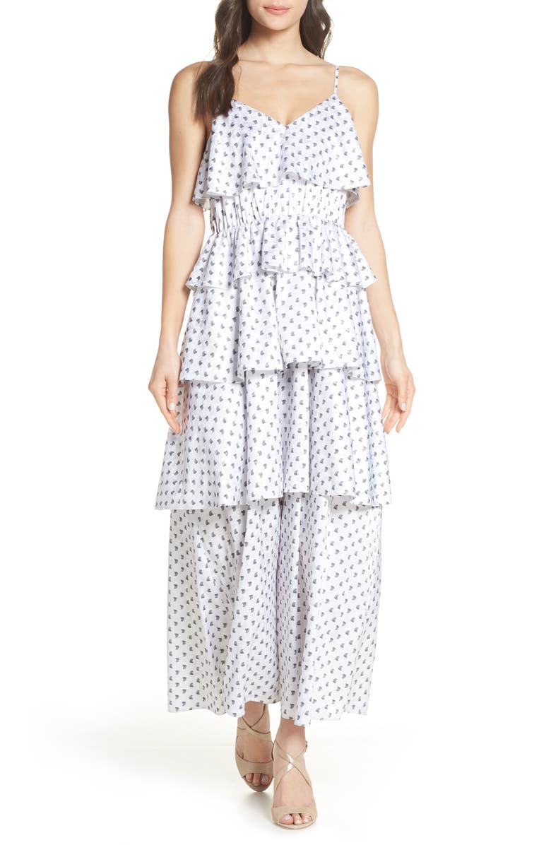 Avec Les Filles Dresses DITSY PAISLEY TIERED MAXI DRESS