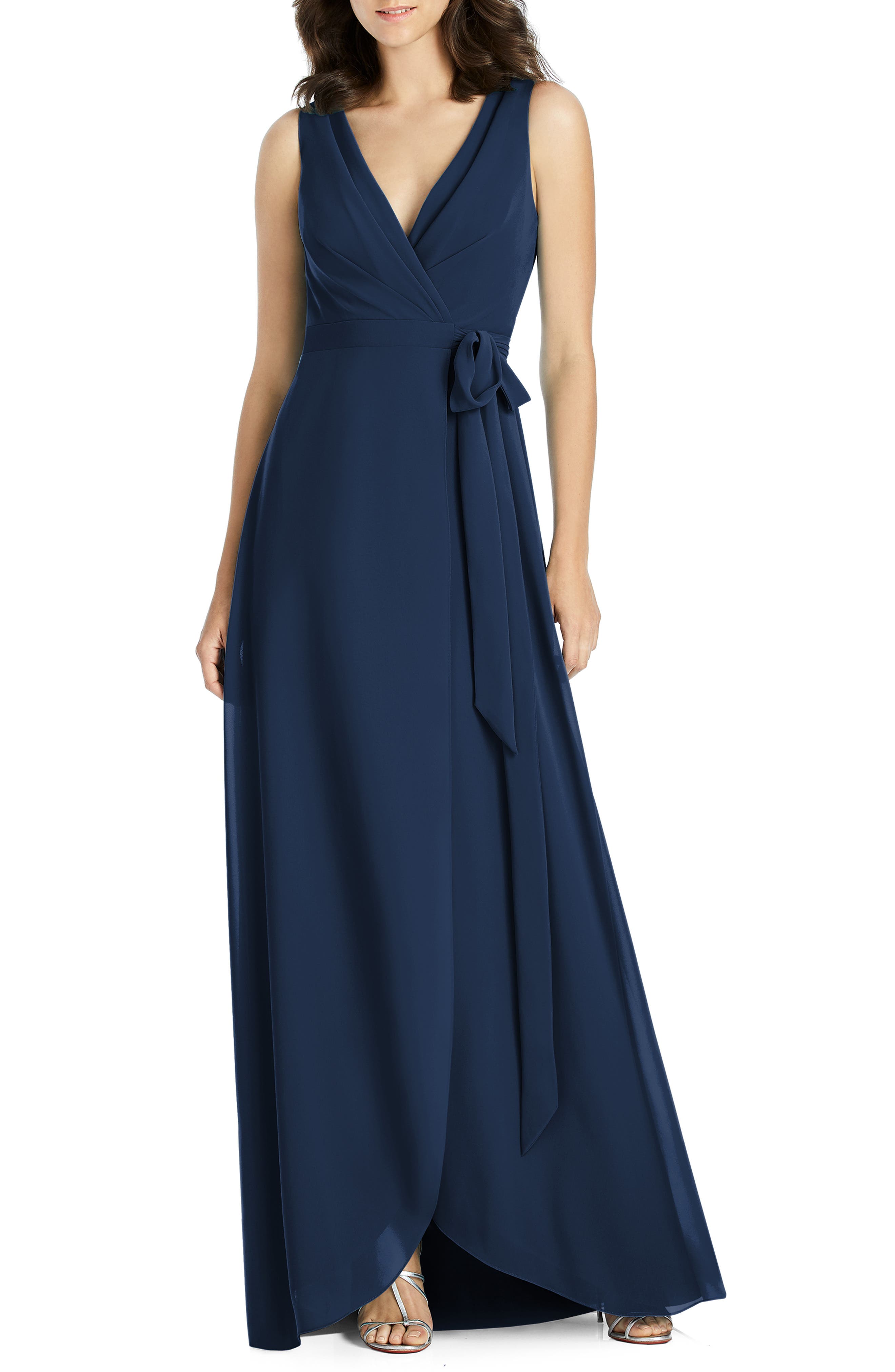 Jenny Packham Chiffon Wrap Evening Dress, Blue