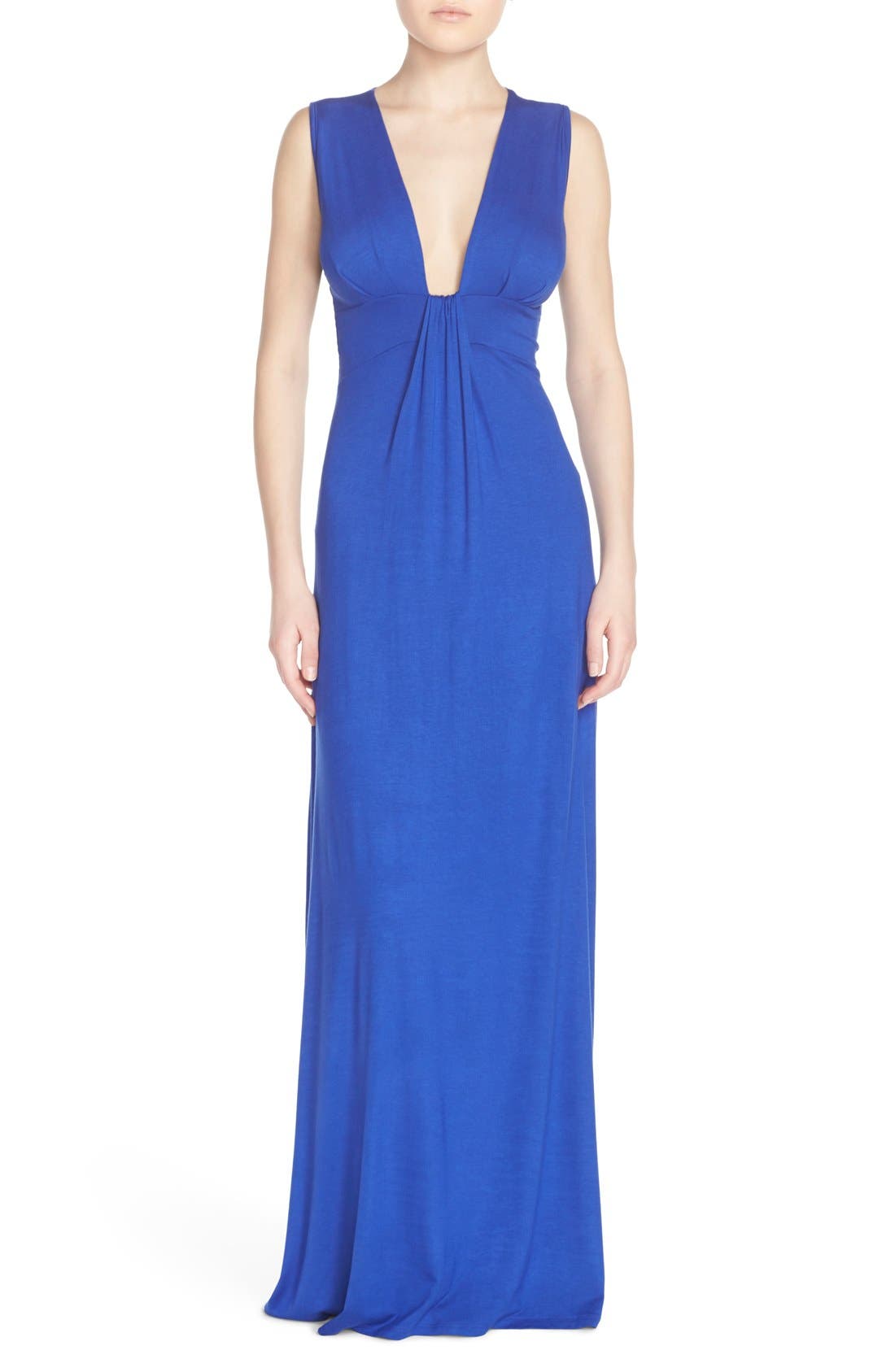 Fraiche By J Deep V-Neck Jersey Maxi Dress, Blue