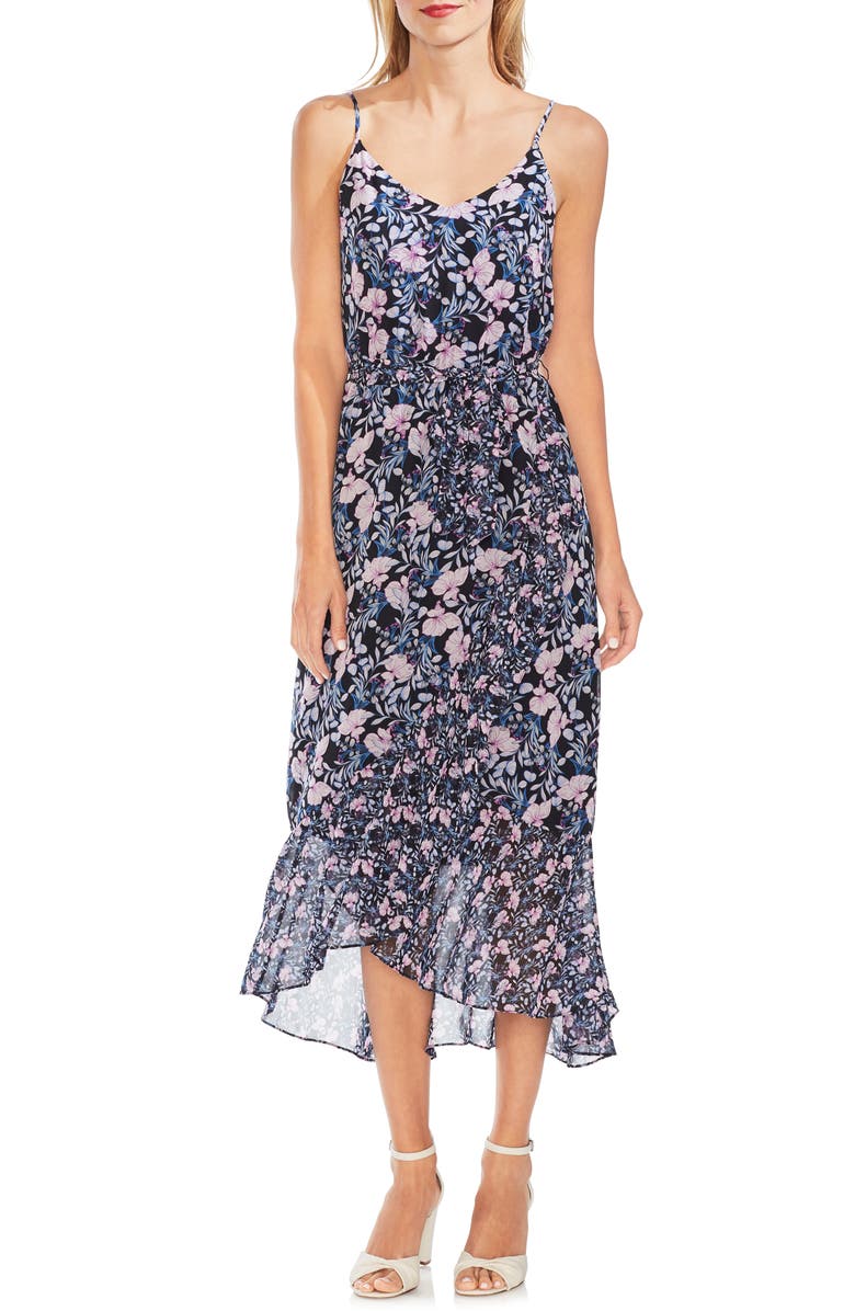 Vince Camuto Dresses Sleeveless Floral Ruffle Midi Dress