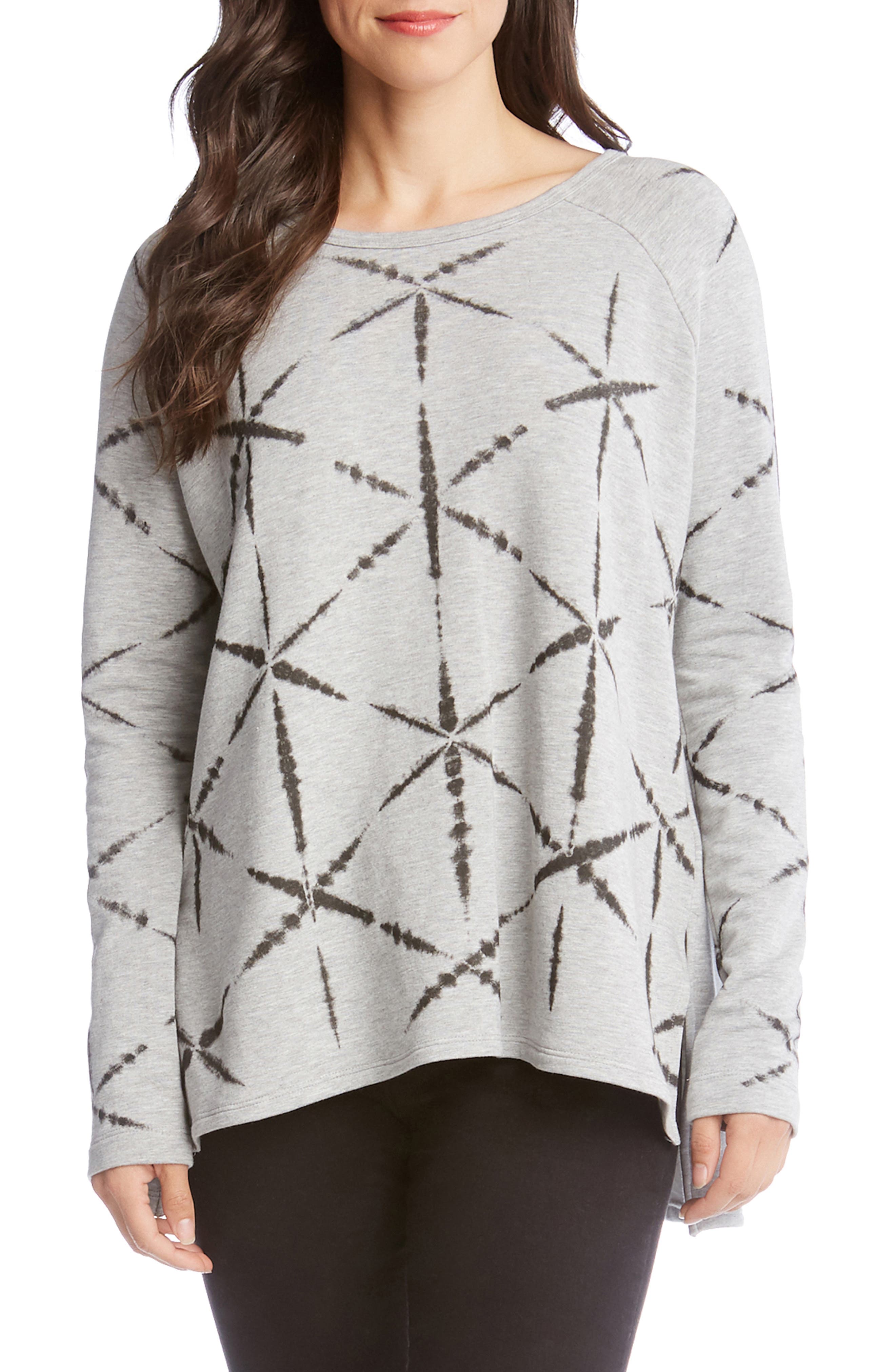 Karen Kane Printed High/low Sweatshirt, Grey