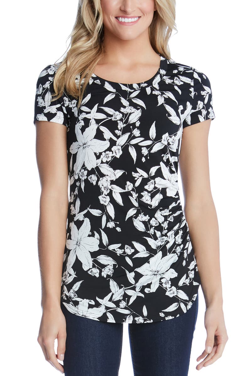 Karen Kane Tops PRINT SHIRRED TOP
