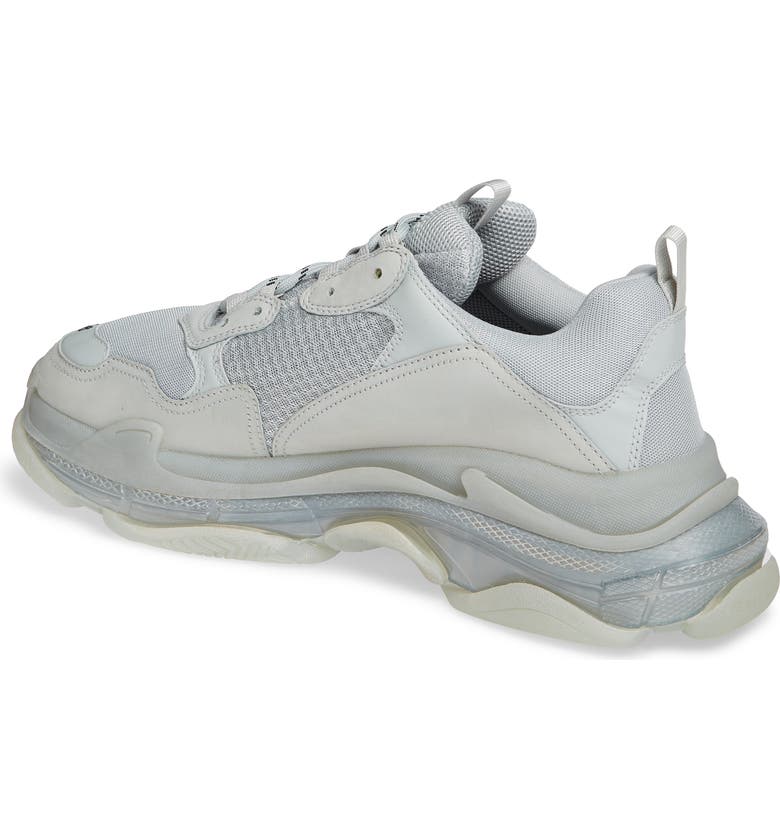 Balenciaga Triple S Clear Sole Mesh, Nubuck And Leather Sneakers In Grey