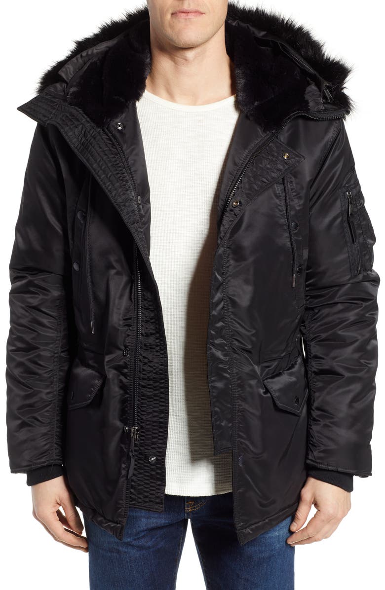 Schott NYC Satin Flight Parka with Removable Faux Fur Lining | Nordstrom