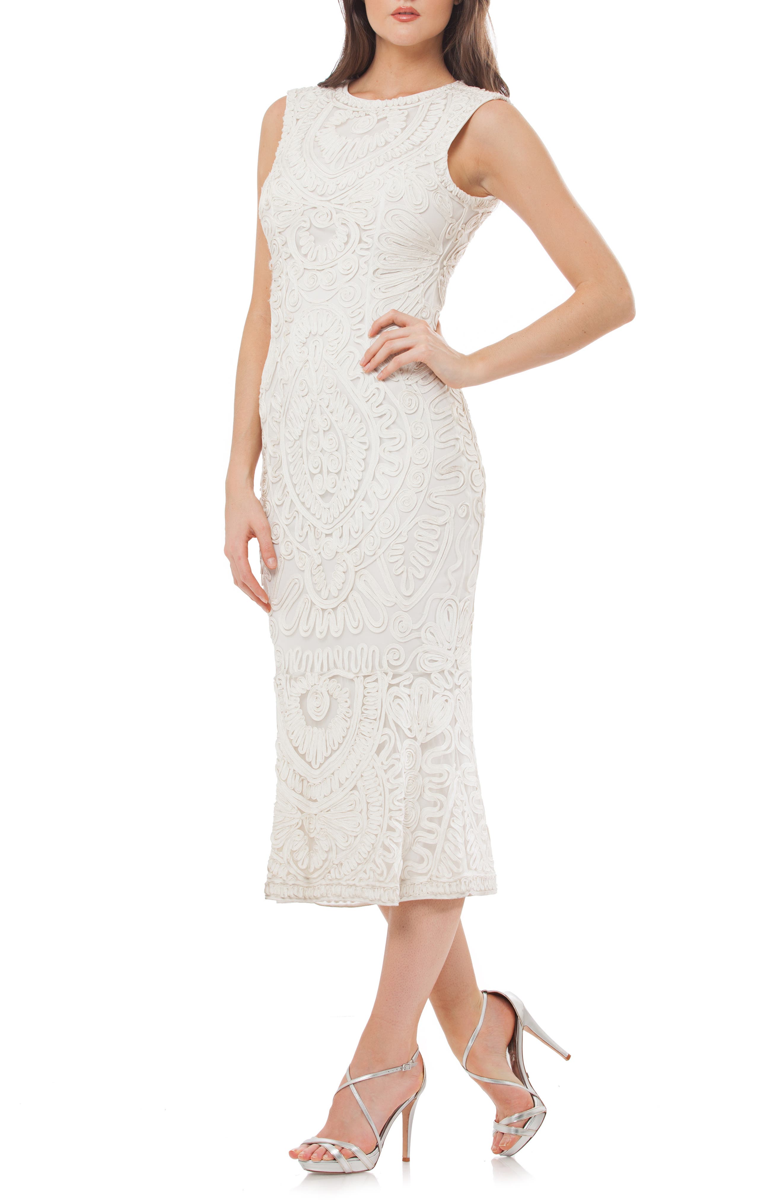 Js Collections Soutache Mesh Dress, Ivory