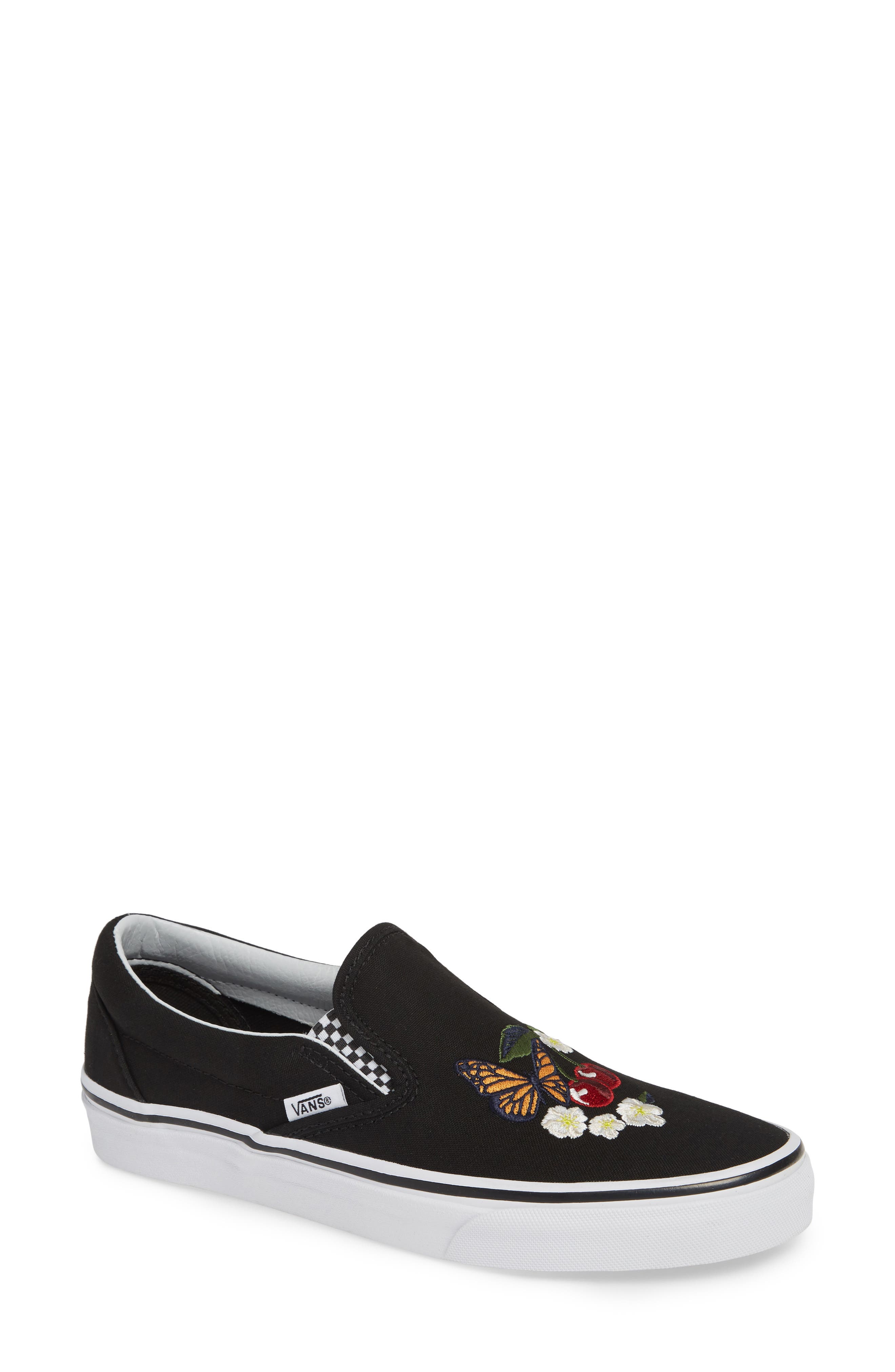 vans checker floral classic slip on